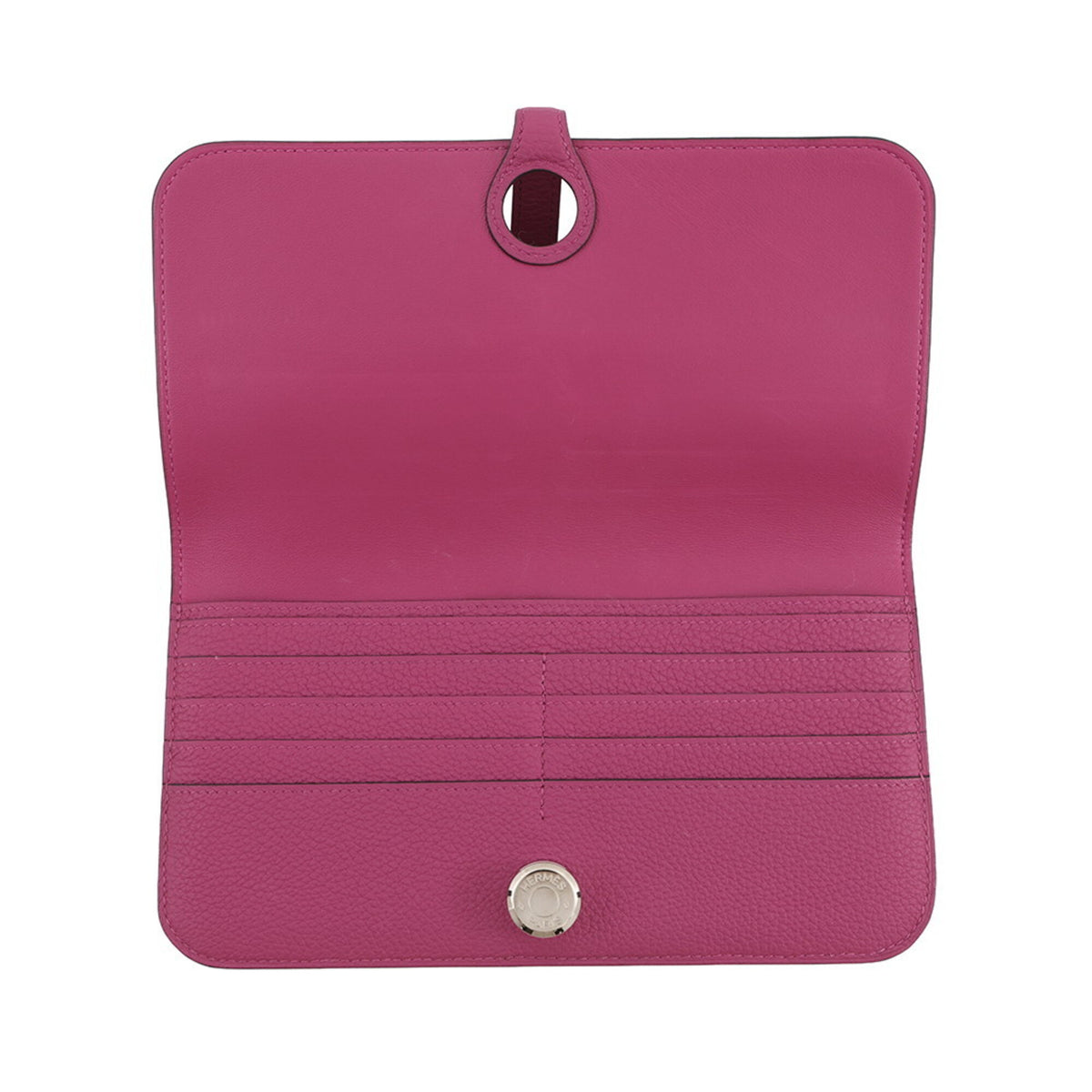 Hermes Kara Rose Purple Togo Leather Long Wallet (Bi-Fold) (Pre-Owned)
