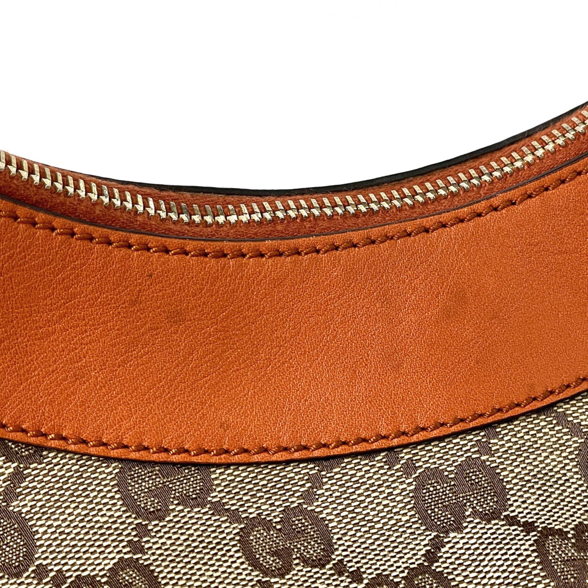 Gucci Beige Orange Gg Canvas Shoulder Bag (Pre-Owned)