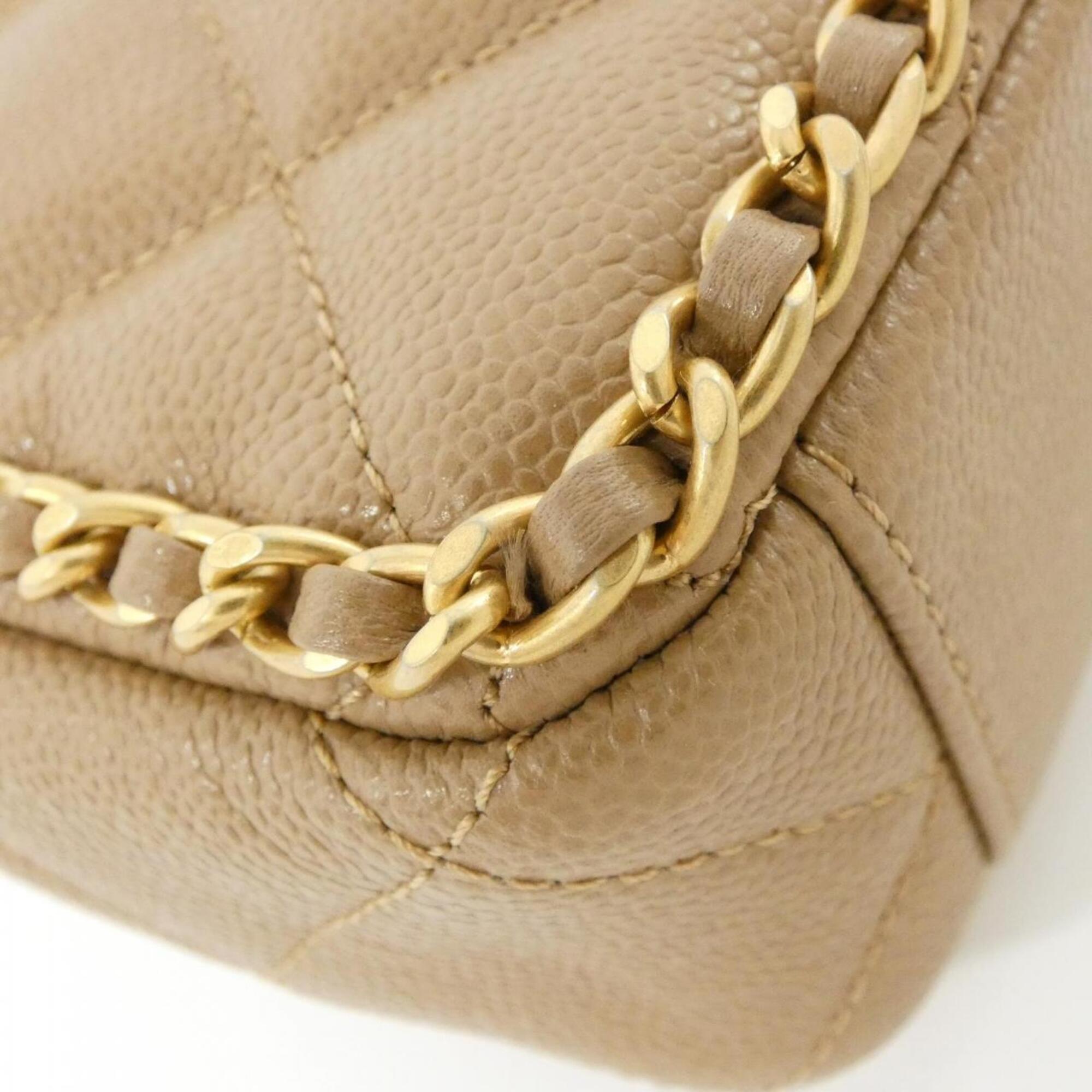 Chanel Beige Grained Calfskin Shoulder Bag (Pre-Owned)