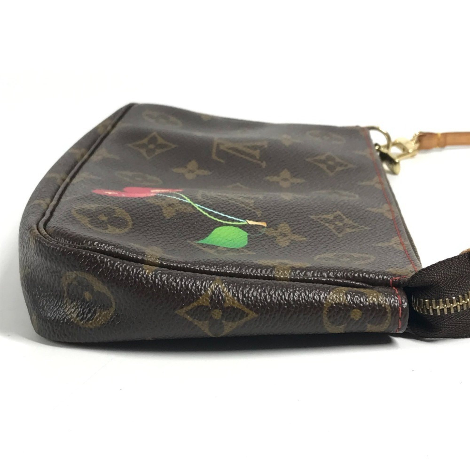 Louis Vuitton Brown Monogram Cherry Red Color Handbag Pochette (Pre-Owned)