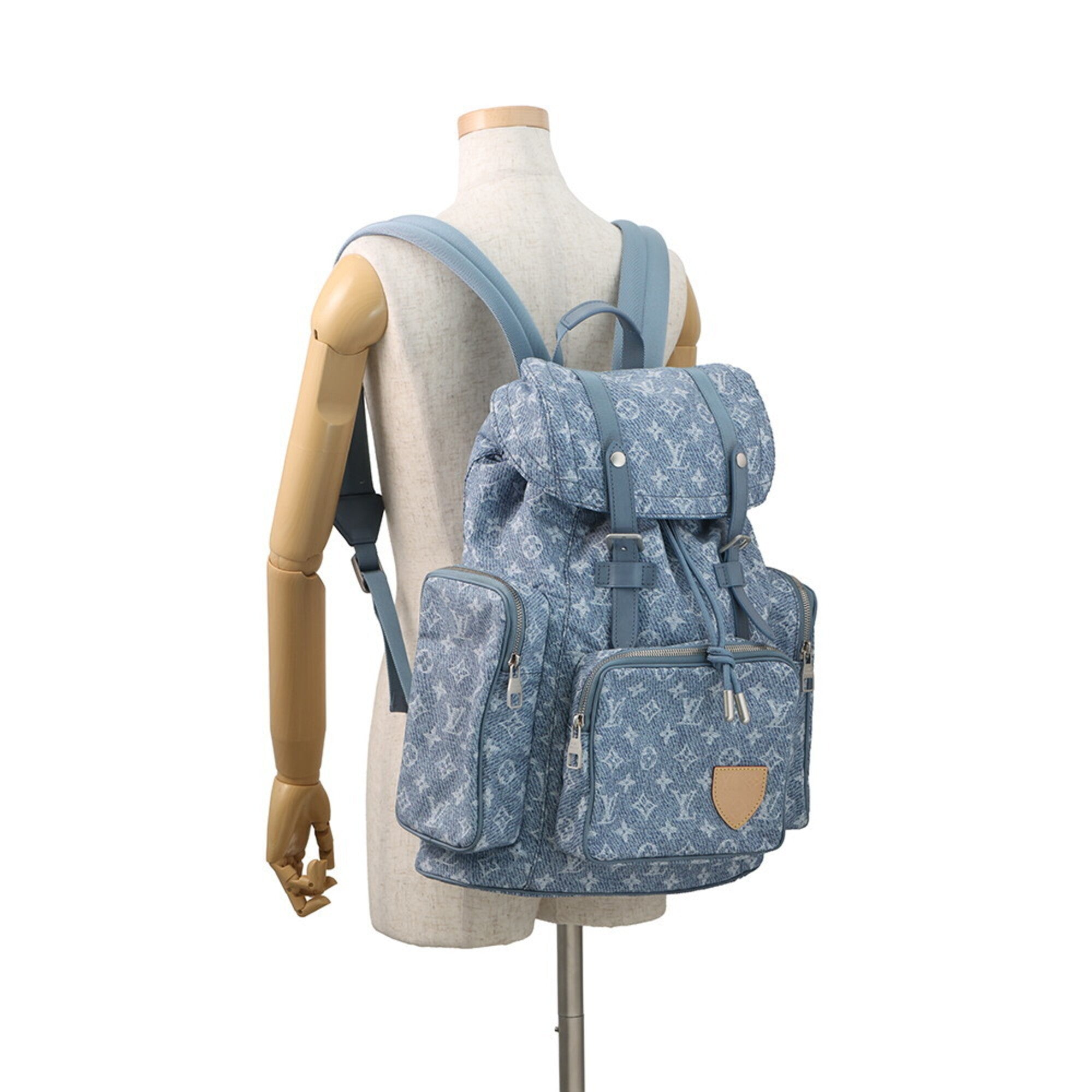 Louis Vuitton Monogram Blue Nylon Denim Leather Backpack (Pre-Owned)