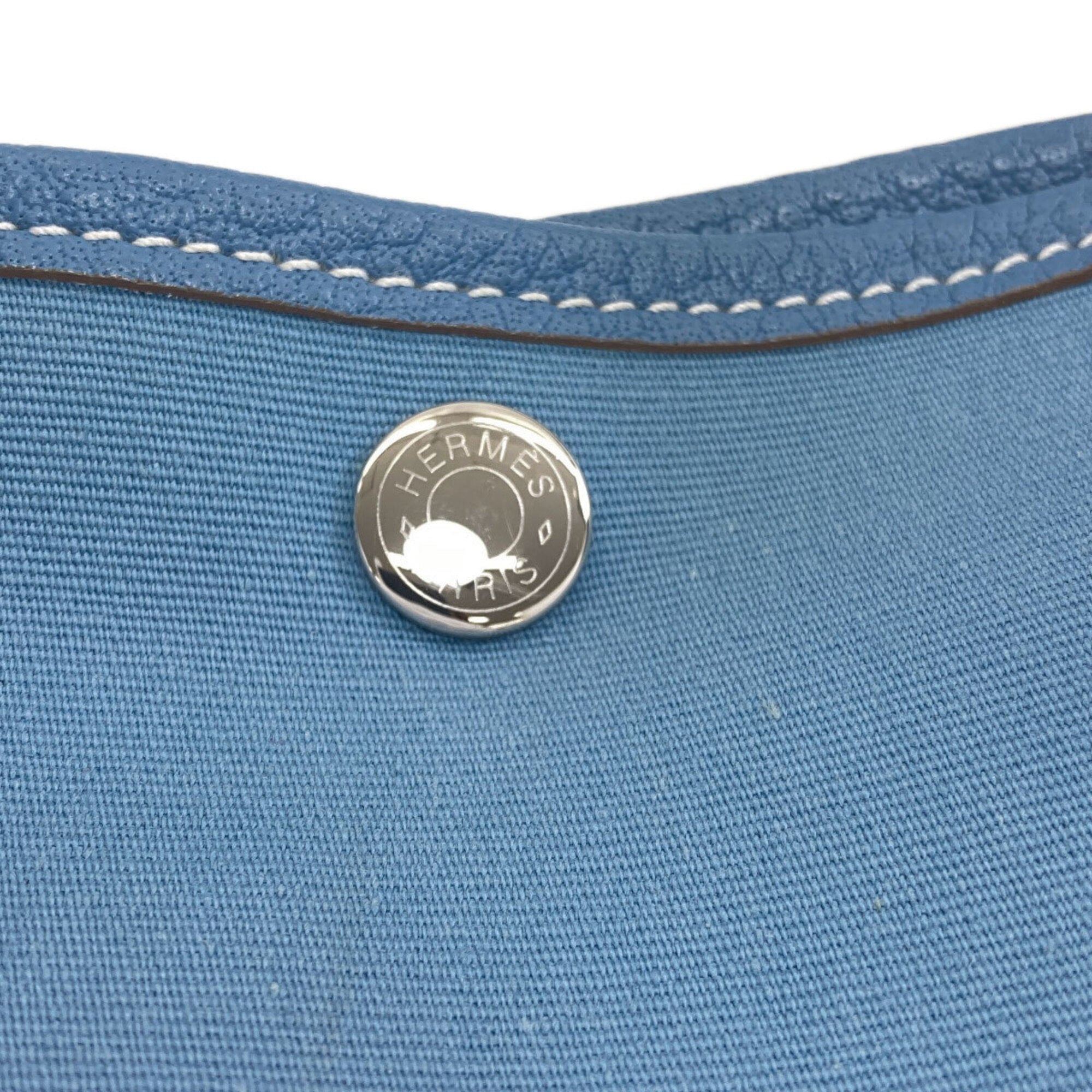 Hermes Garden Blue Jean Toile Officier Handbag (Pre-Owned)
