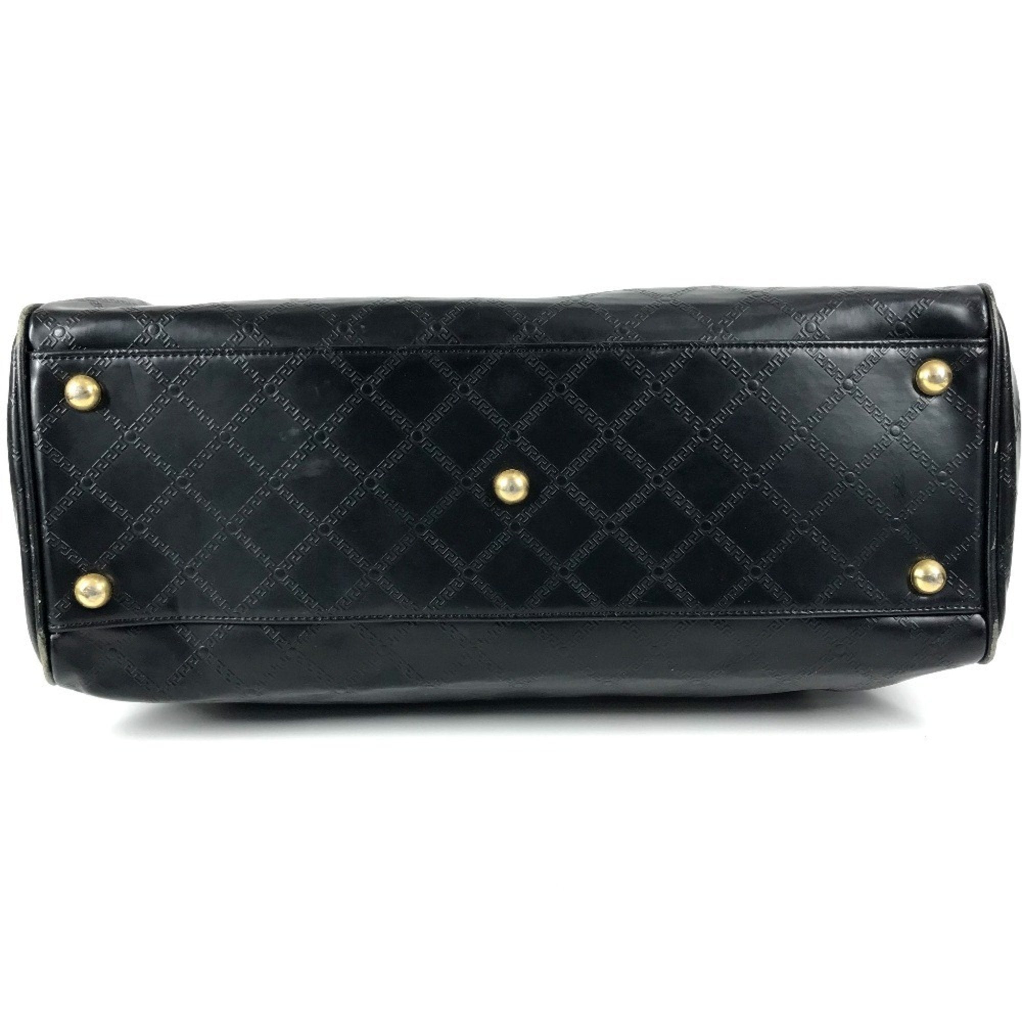 Versace Black Leather Handbag Shoulder Bag Tote Bag (Pre-Owned)