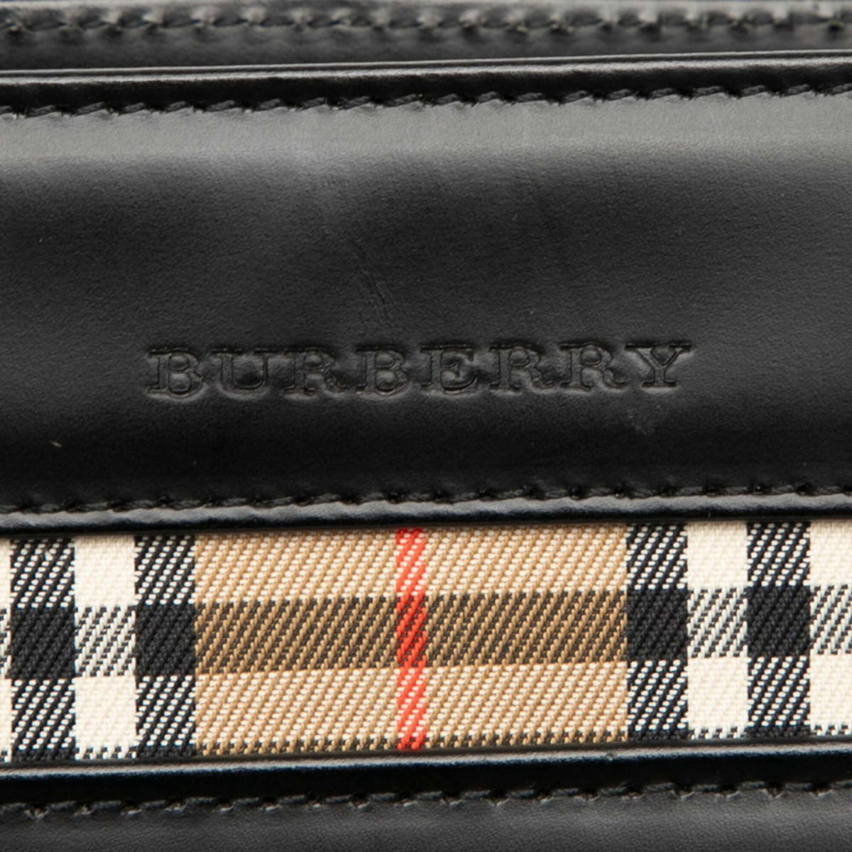 Burberry Black Multi-Color Canvas Leather Handbag (Pre-Owned)