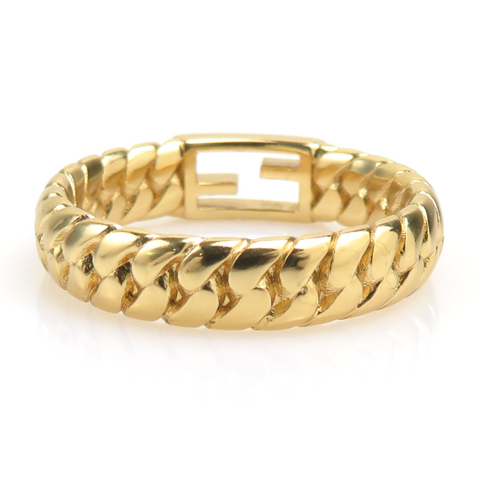 Fendi Gold Metal Band Ring (Pre-Owned)