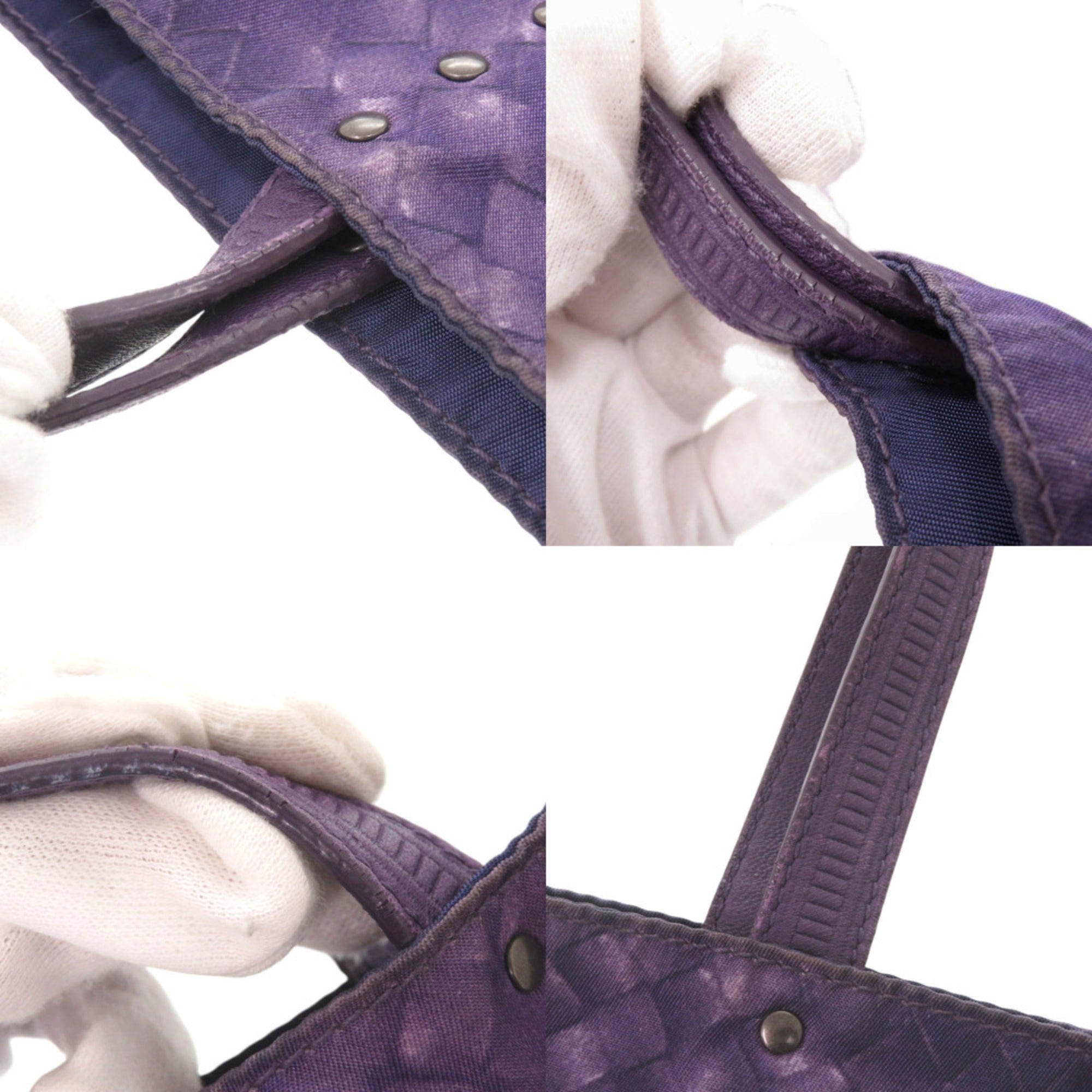 Bottega Veneta Purple Nylon Leather Tote Bag (Pre-Owned)
