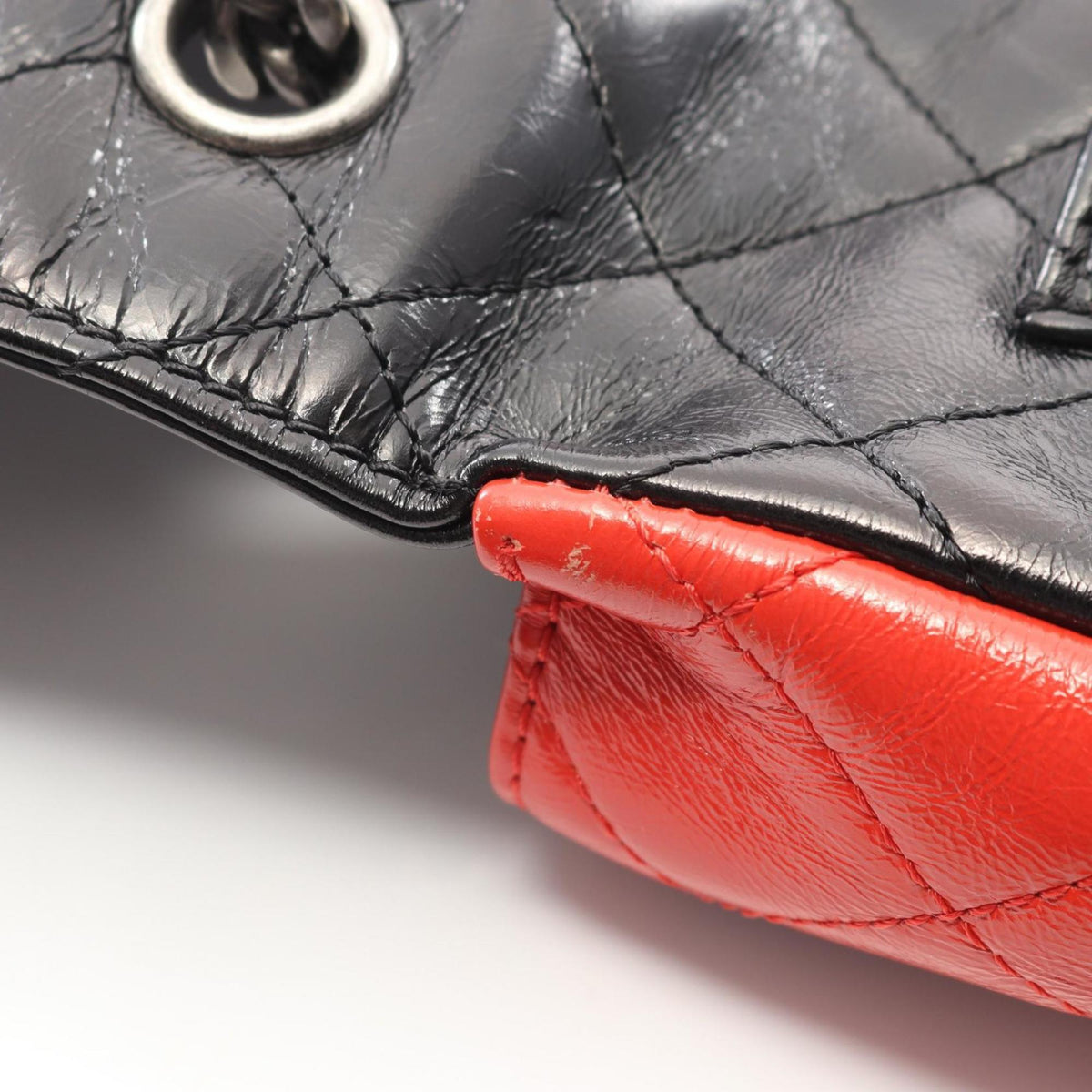 Chanel Black Navy Red Color Leather Shoulder Bag (Pre-Owned)