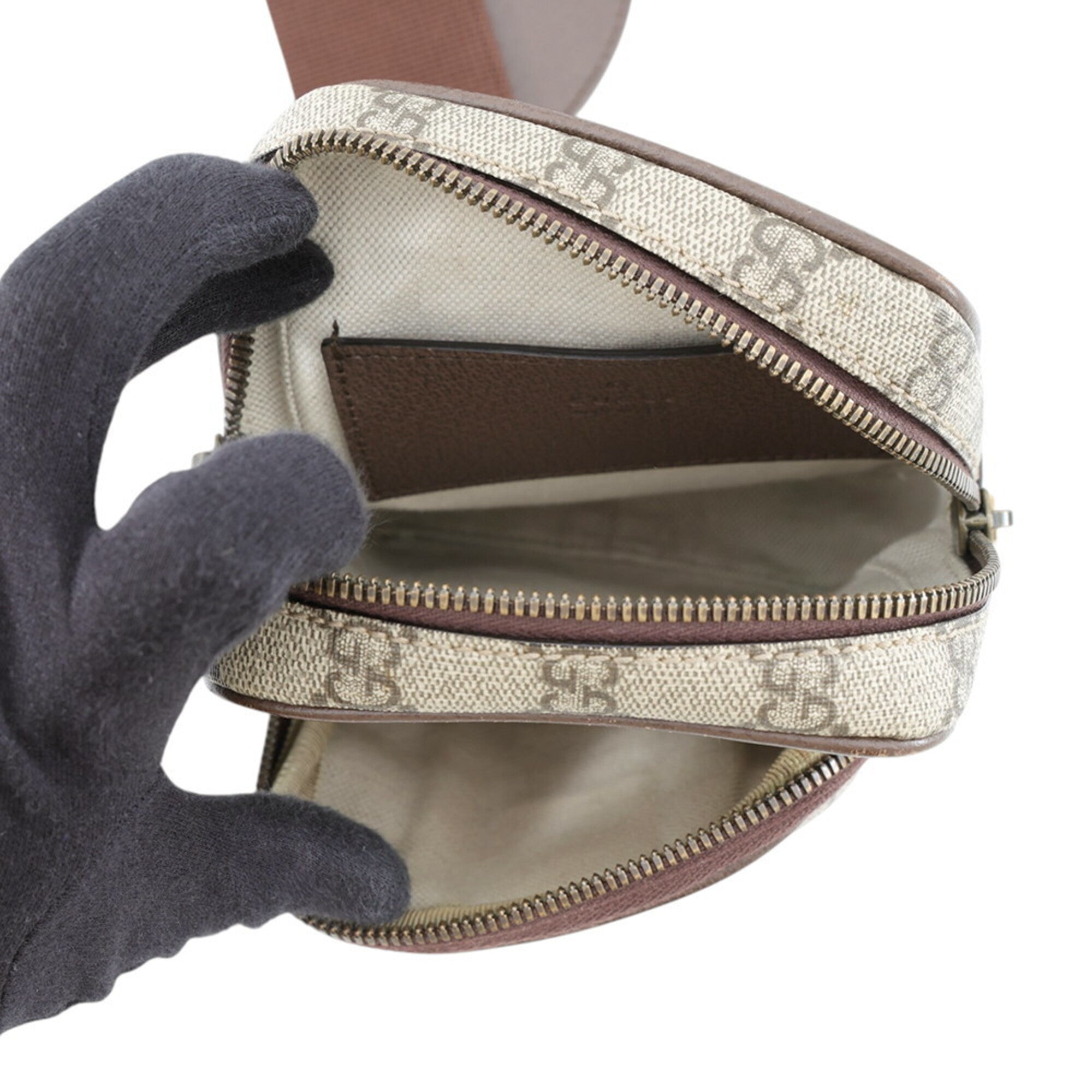 Gucci Ophidia Beige Green Red Color Gg Supreme Leather Canvas Sling Bag (Pre-Owned)