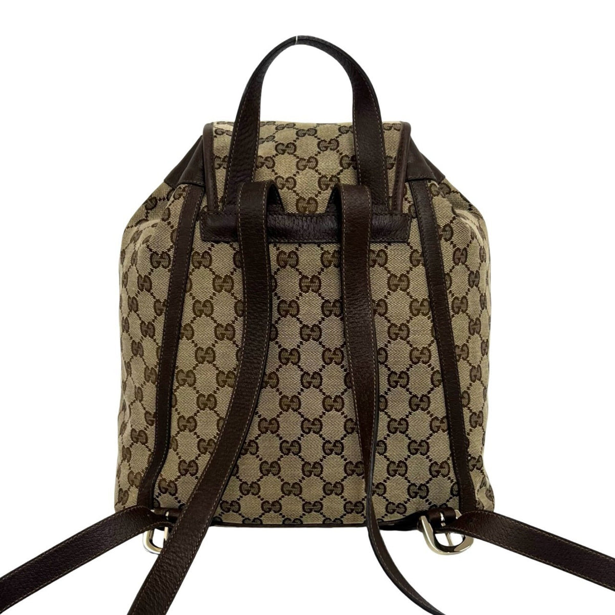 Gucci Brown Canvas Leather Backpack (Pre-Owned)