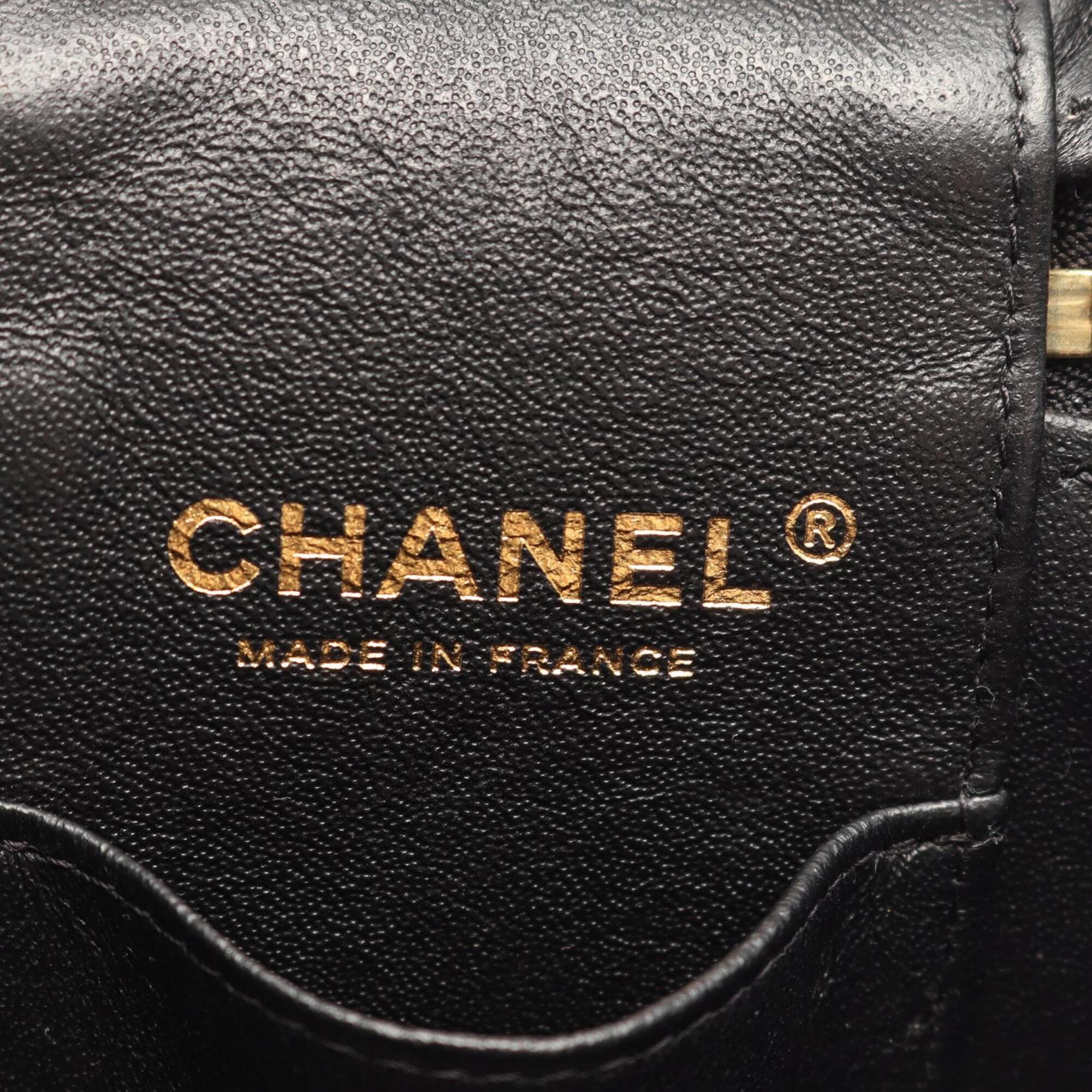 Chanel Black Leather Handbag Shoulder Bag Vanity Bag (Pre-Owned)