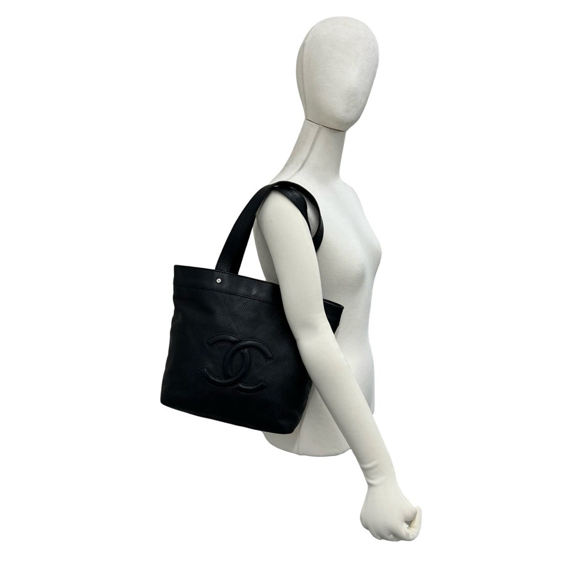 Chanel Black Leather Shoulder Bag Tote Bag (Pre-Owned)