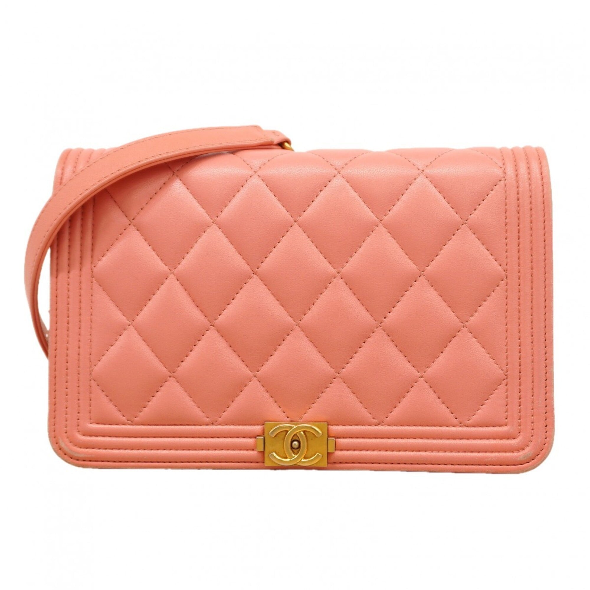 Chanel Pink Leather Chain/Shoulder Wallet (Pre-Owned)