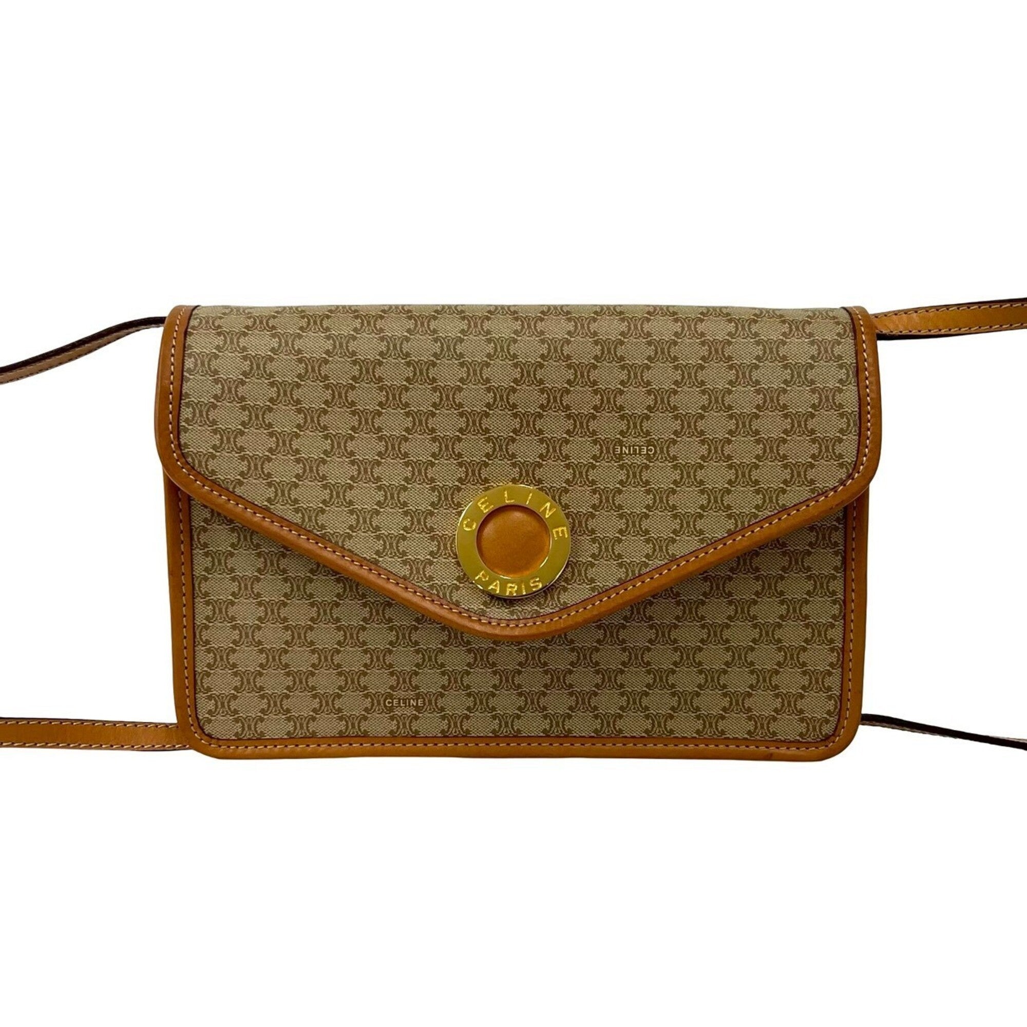 Celine Beige Brown Pvc Leather Pochette Shoulder Bag (Pre-Owned)
