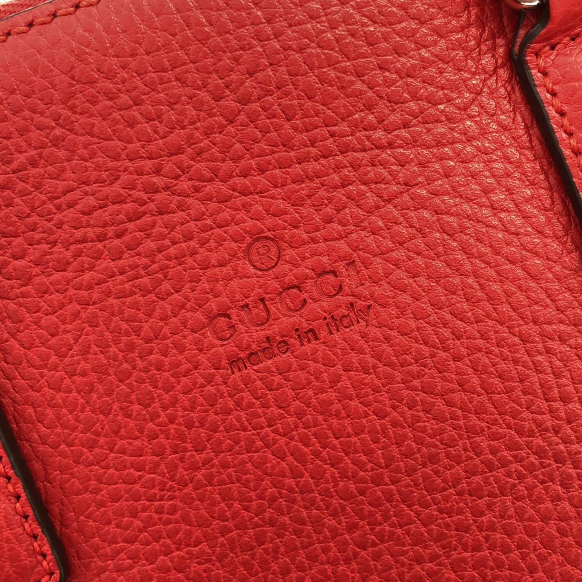 Gucci Red Color Leather Handbag (Pre-Owned)