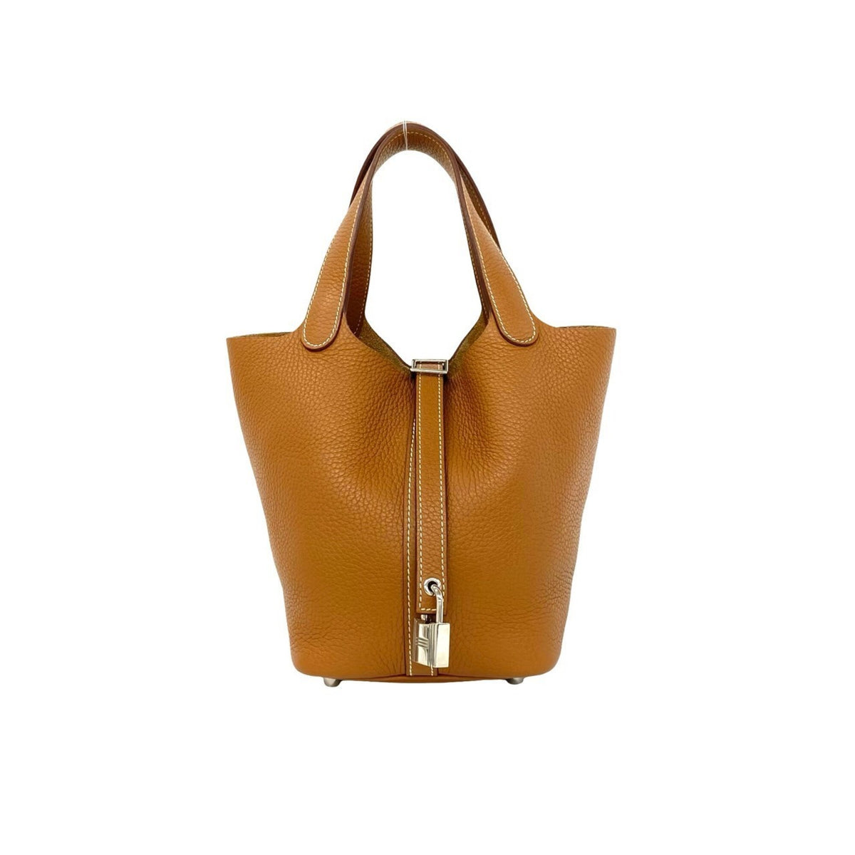 Hermes Brown Taurillon Clemence Leather Handbag Tote Bag (Pre-Owned)