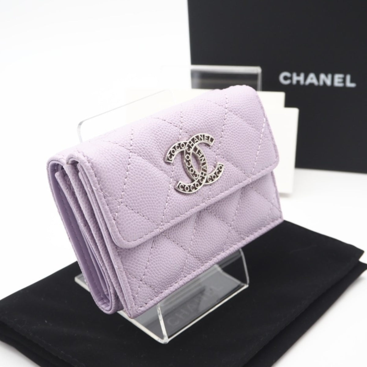 Christian Dior Purple White Leather Wallet (Tri-Fold) (Pre-Owned)