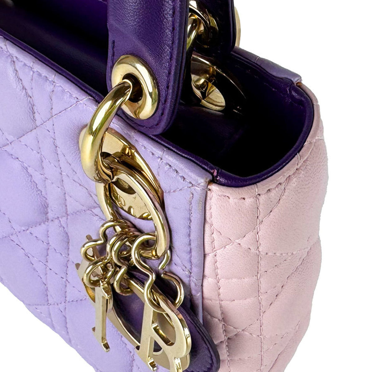Christian Dior Pink Purple Leather Handbag Shoulder Bag (Pre-Owned)