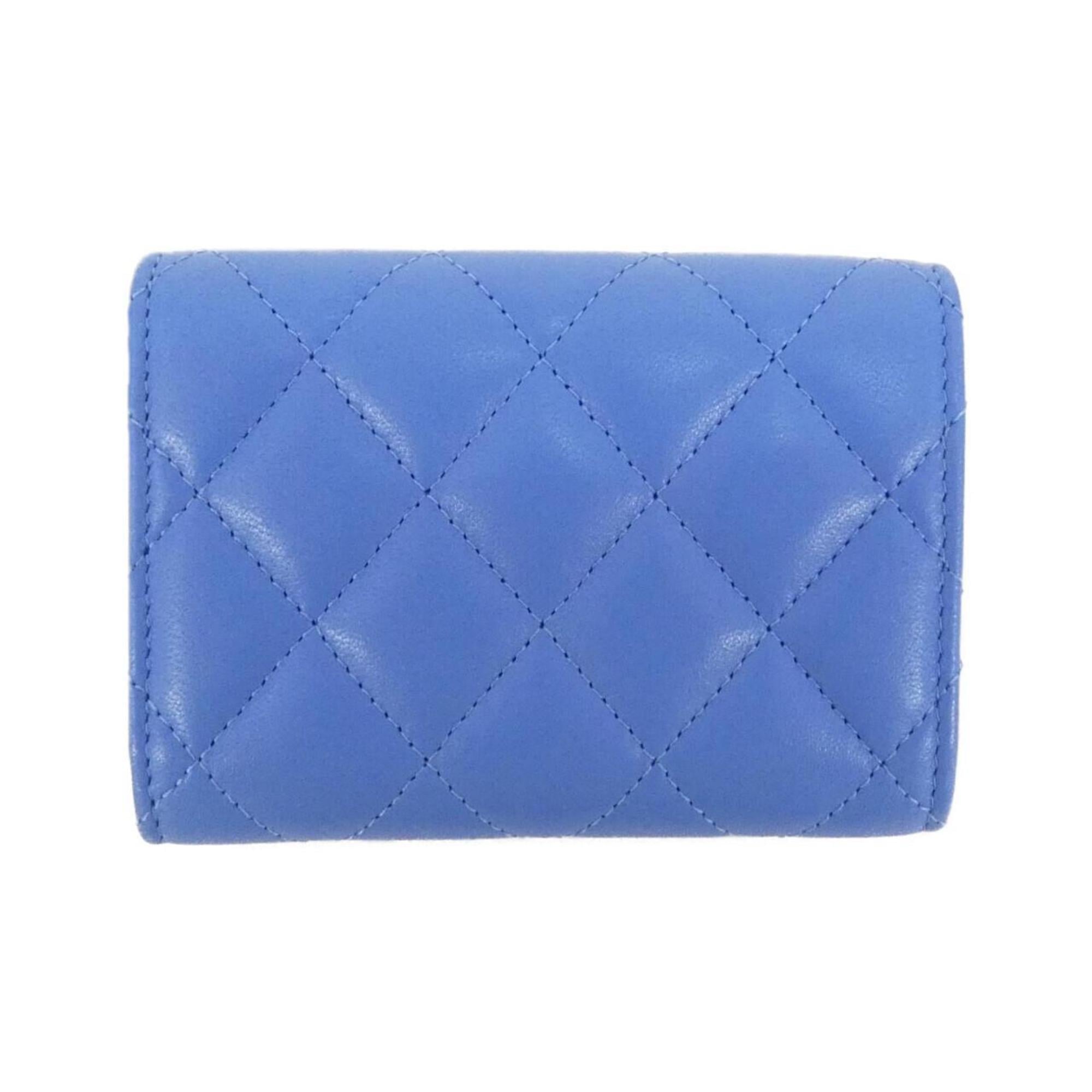 Chanel Blue Leather Wallet (Tri-Fold) (Pre-Owned)