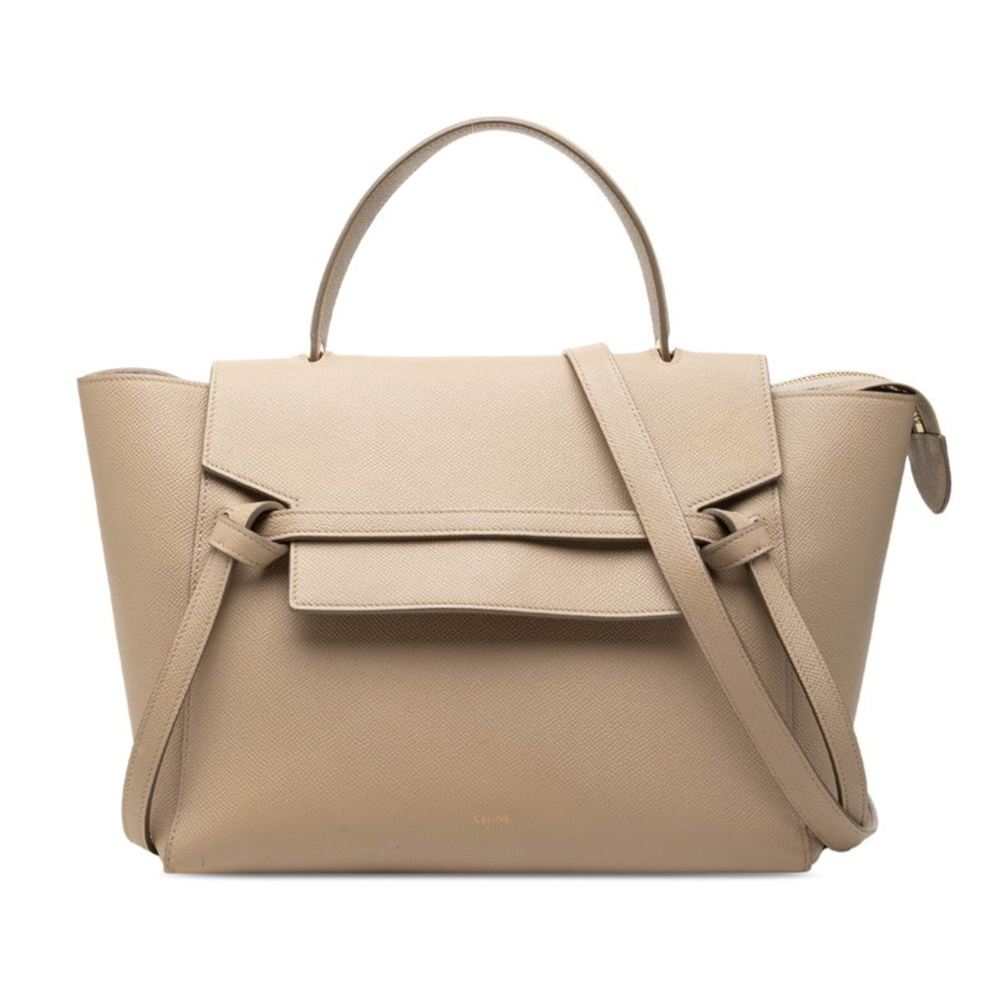 Celine Beige Leather Handbag Shoulder Bag (Pre-Owned)