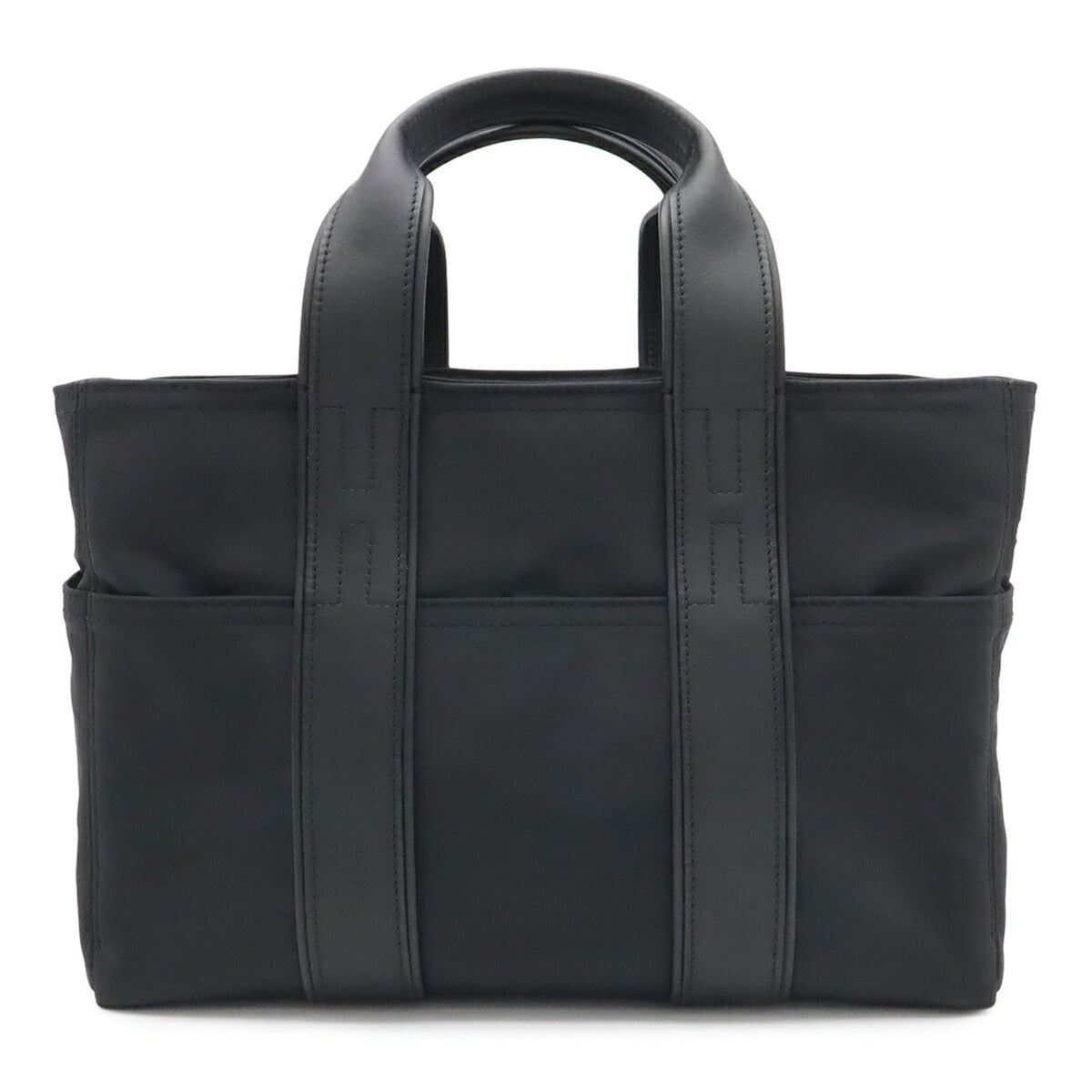 Hermes Acapulco Black Nylon Leather Handbag Tote Bag (Pre-Owned)
