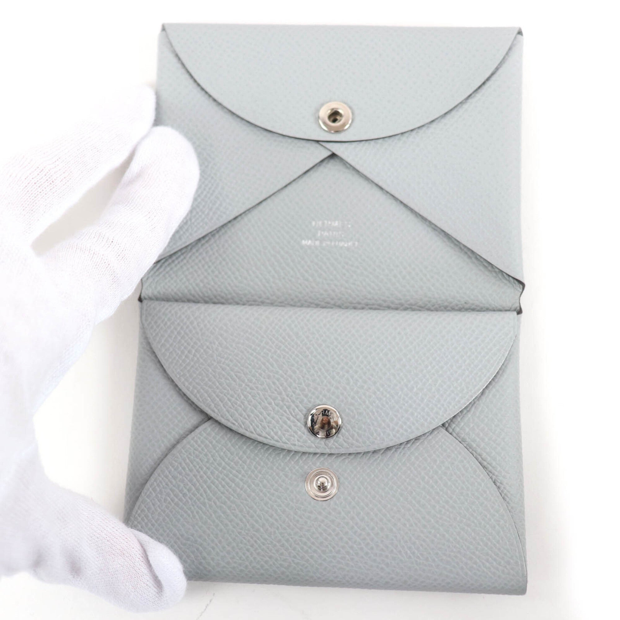 Hermes Sellier Blue Gray Epsom Leather Coin Purse/Coin Case (Pre-Owned)