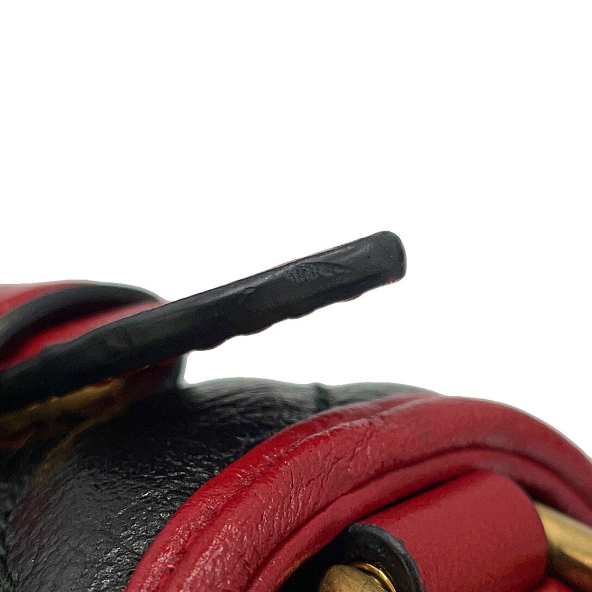 Gucci Gg Marmont Black Red Color Leather Handbag Shoulder Bag (Pre-Owned)