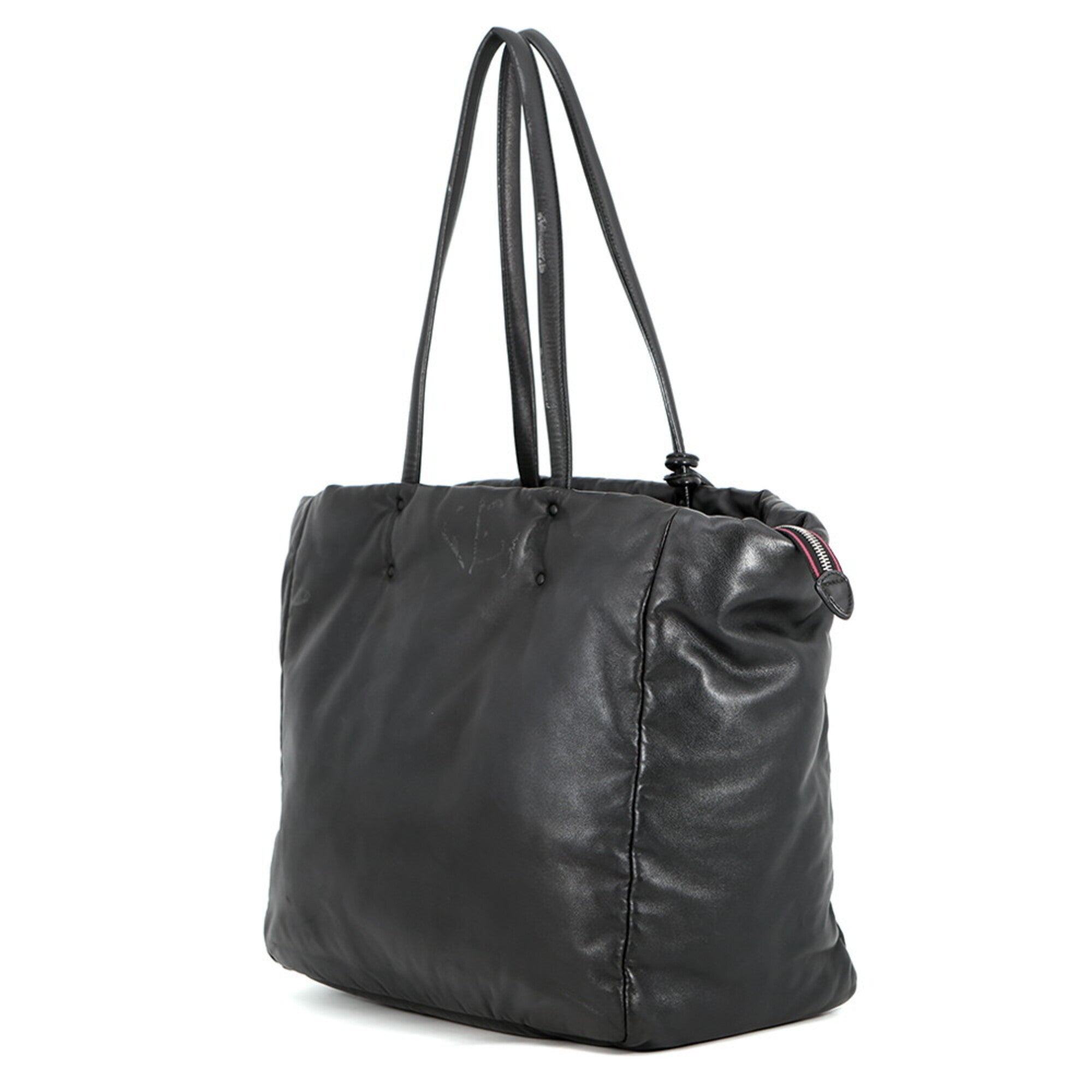 Prada Black Leather Handbag Tote Bag (Pre-Owned)