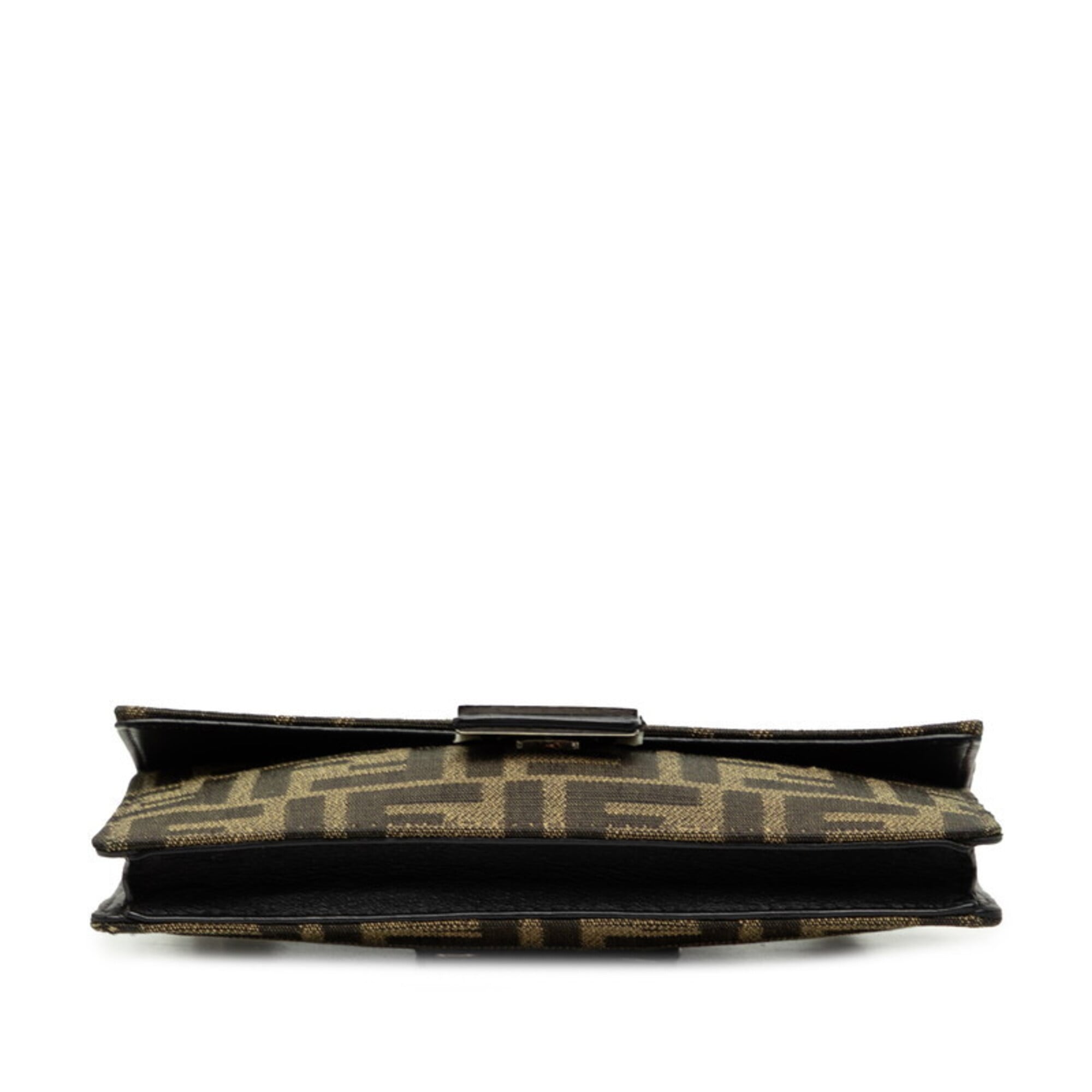 Fendi Black Brown Canvas Leather Shoulder Bag (Pre-Owned)