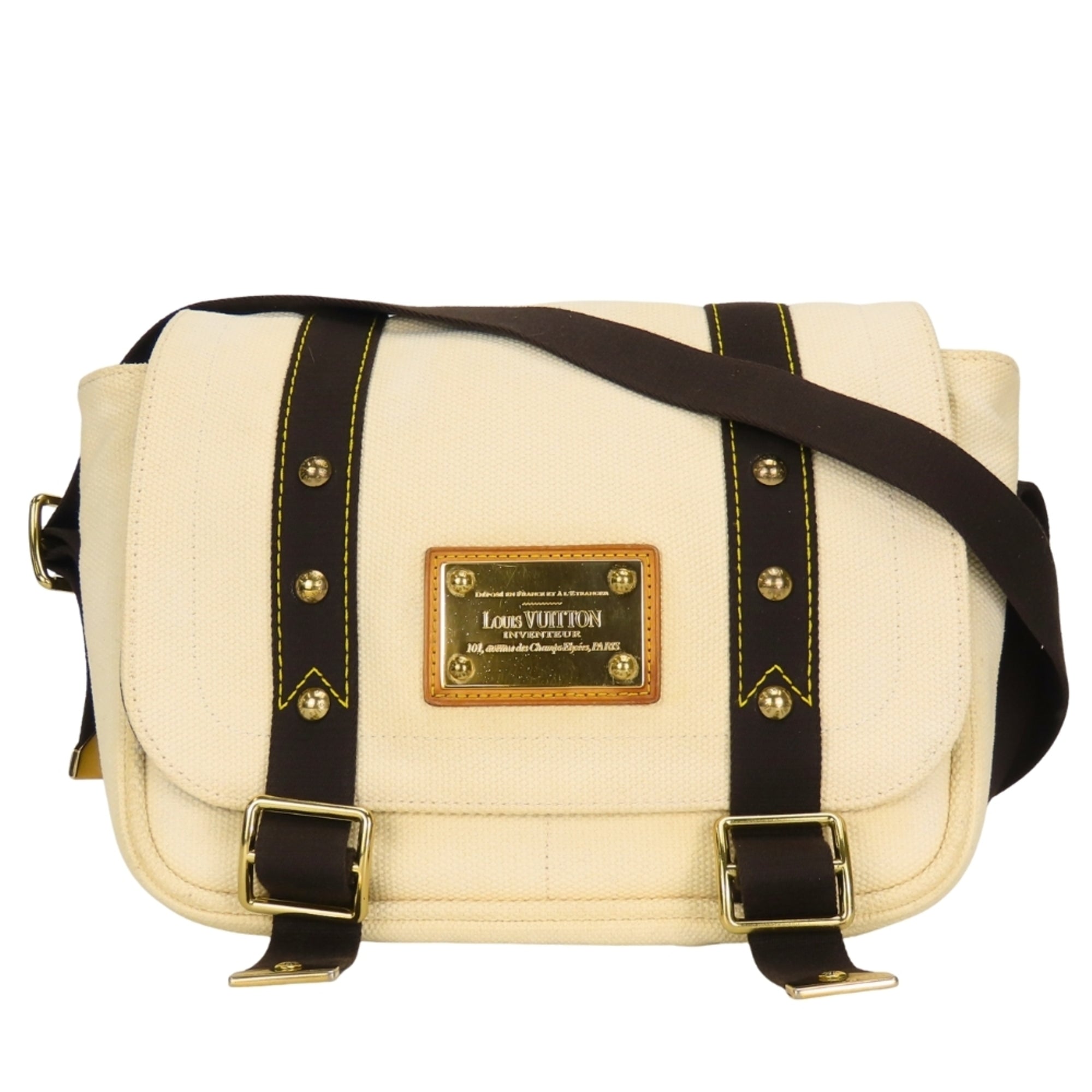 Louis Vuitton Brown Ecru Ivory Canvas Shoulder Bag (Pre-Owned)