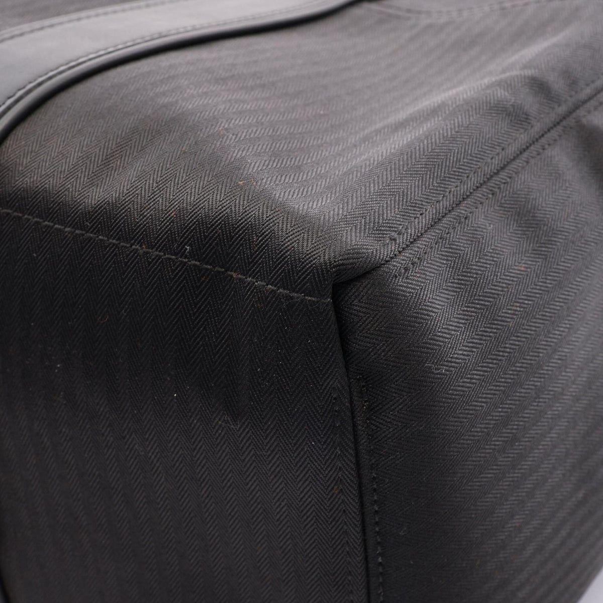Hermes Black Toile Chevron Leather Canvas Handbag (Pre-Owned)