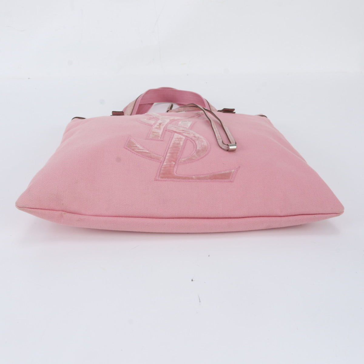 Yves Saint Laurent Pink Leather Canvas Shoulder Bag Tote Bag (Pre-Owned)