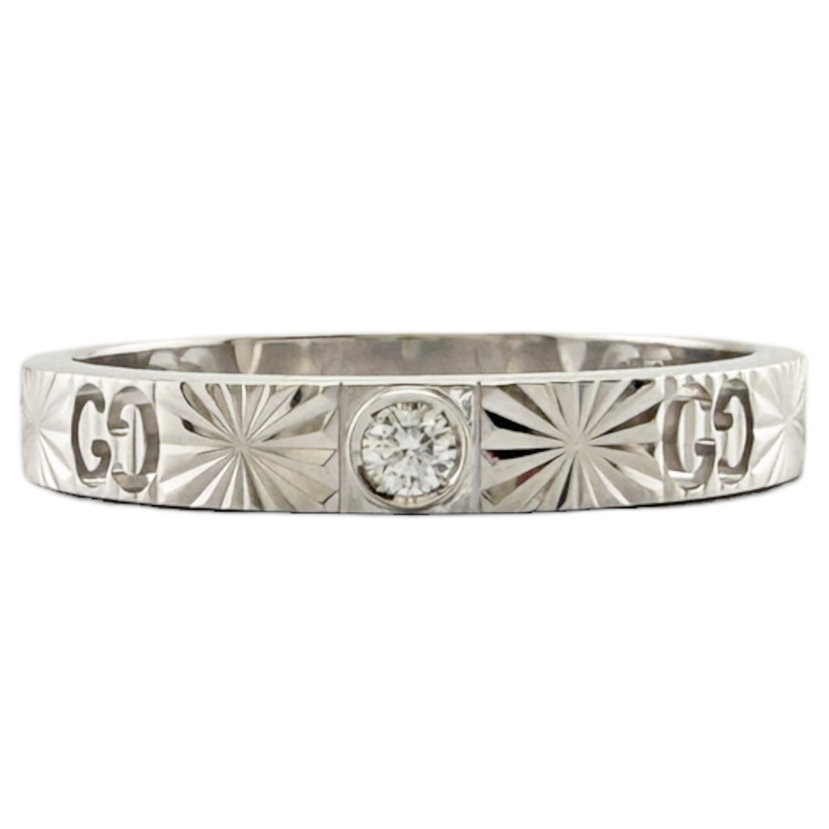Gucci Silver White Gold (18K) Band Ring (Pre-Owned)