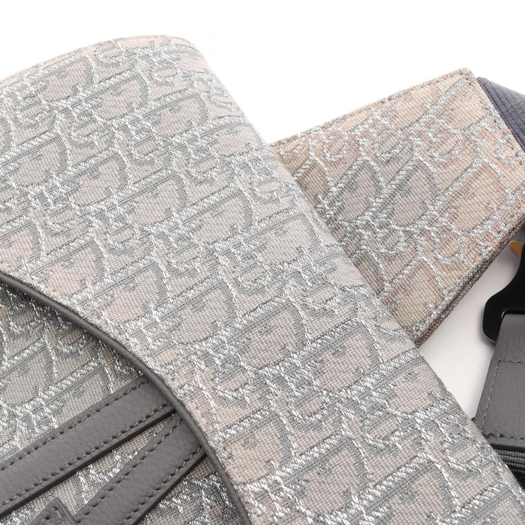Christian Dior Gray Canvas Leather Fanny Pack Handbag Saddle Bag (Pre-Owned)