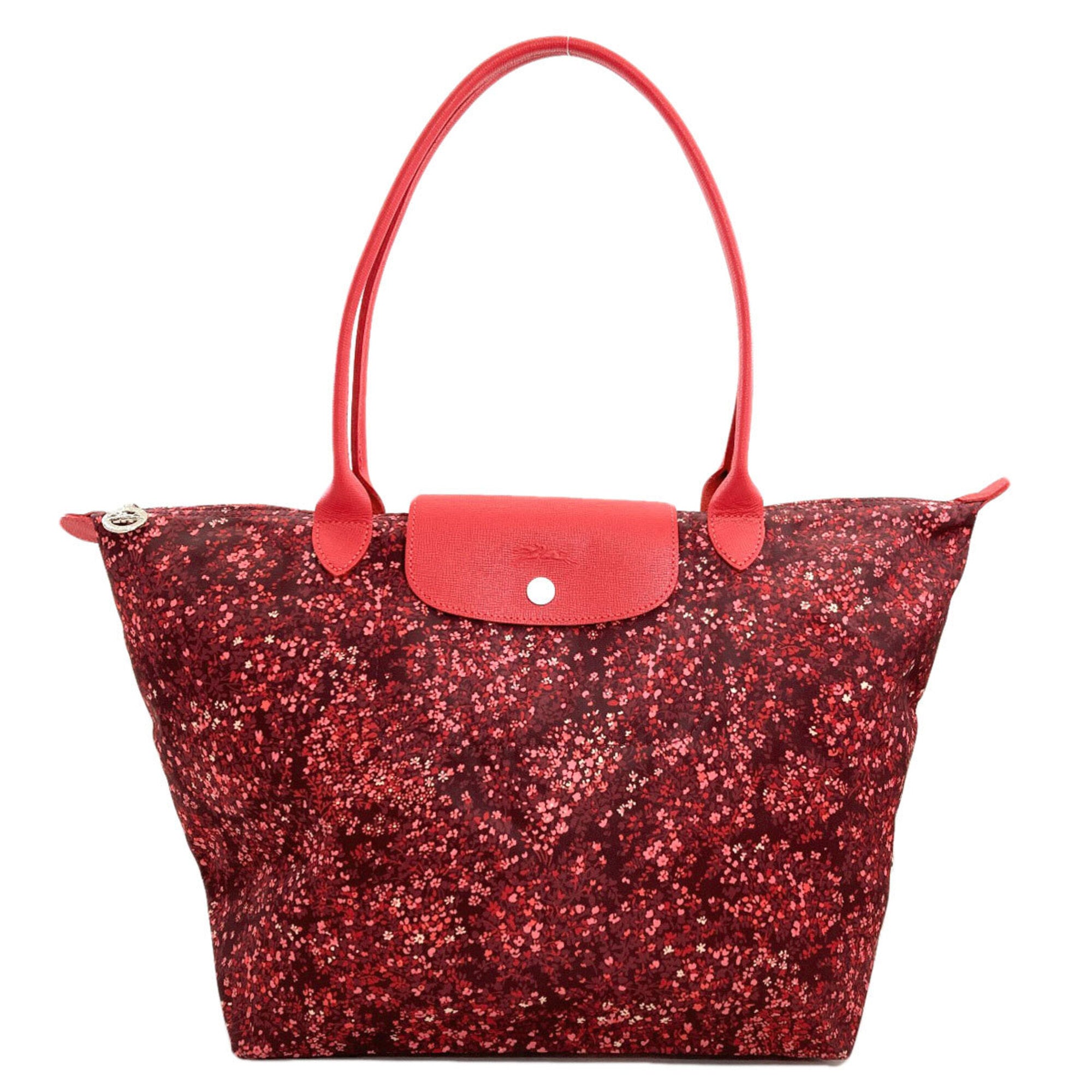 Longchamp Le Pliage Red Color Nylon Tote Bag (Pre-Owned)