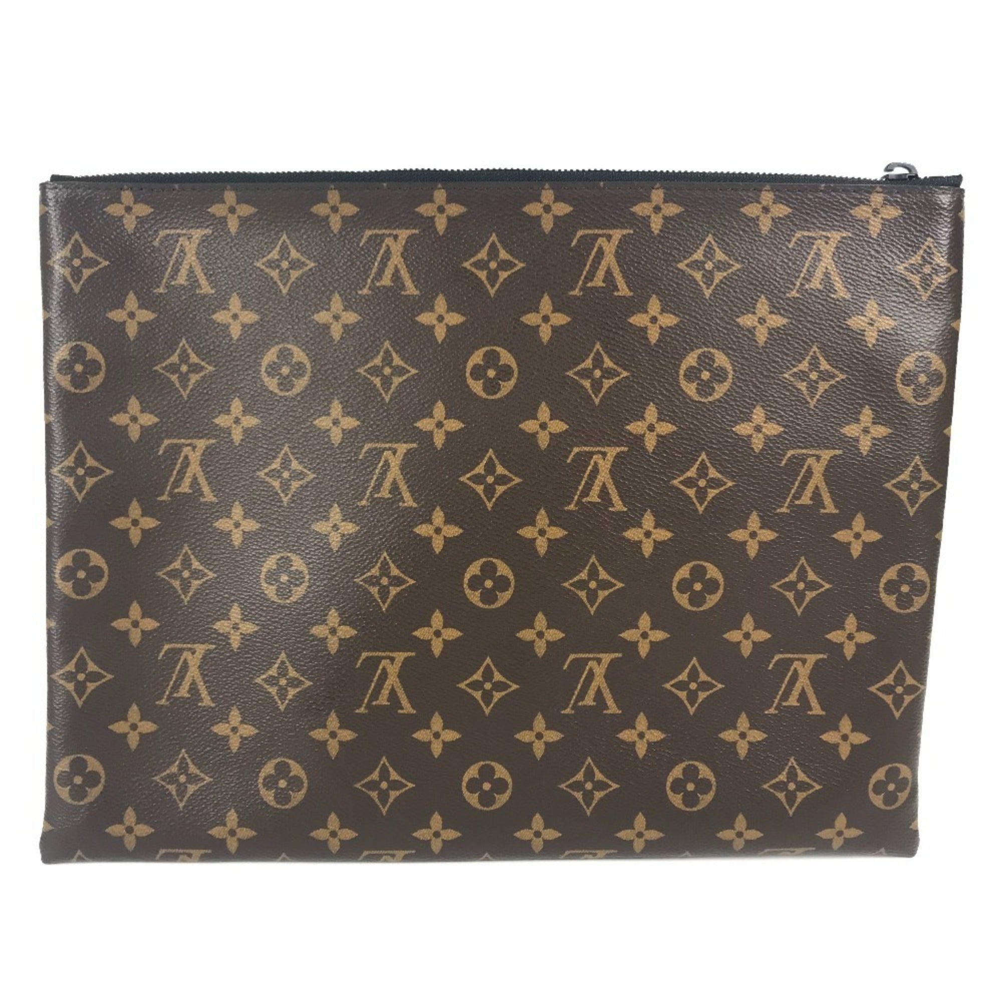 Louis Vuitton Brown Orange Monogram Canvas Clutch Bag Pochette Pouch (Pre-Owned)