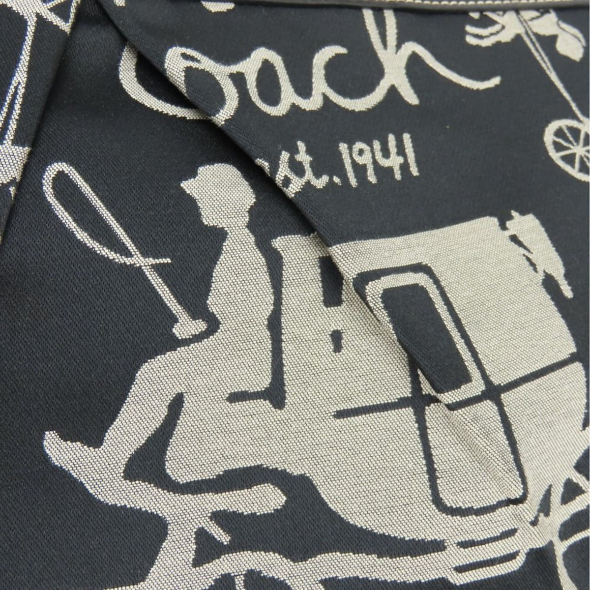 Coach Black Gray Canvas Leather Tote Bag (Pre-Owned)
