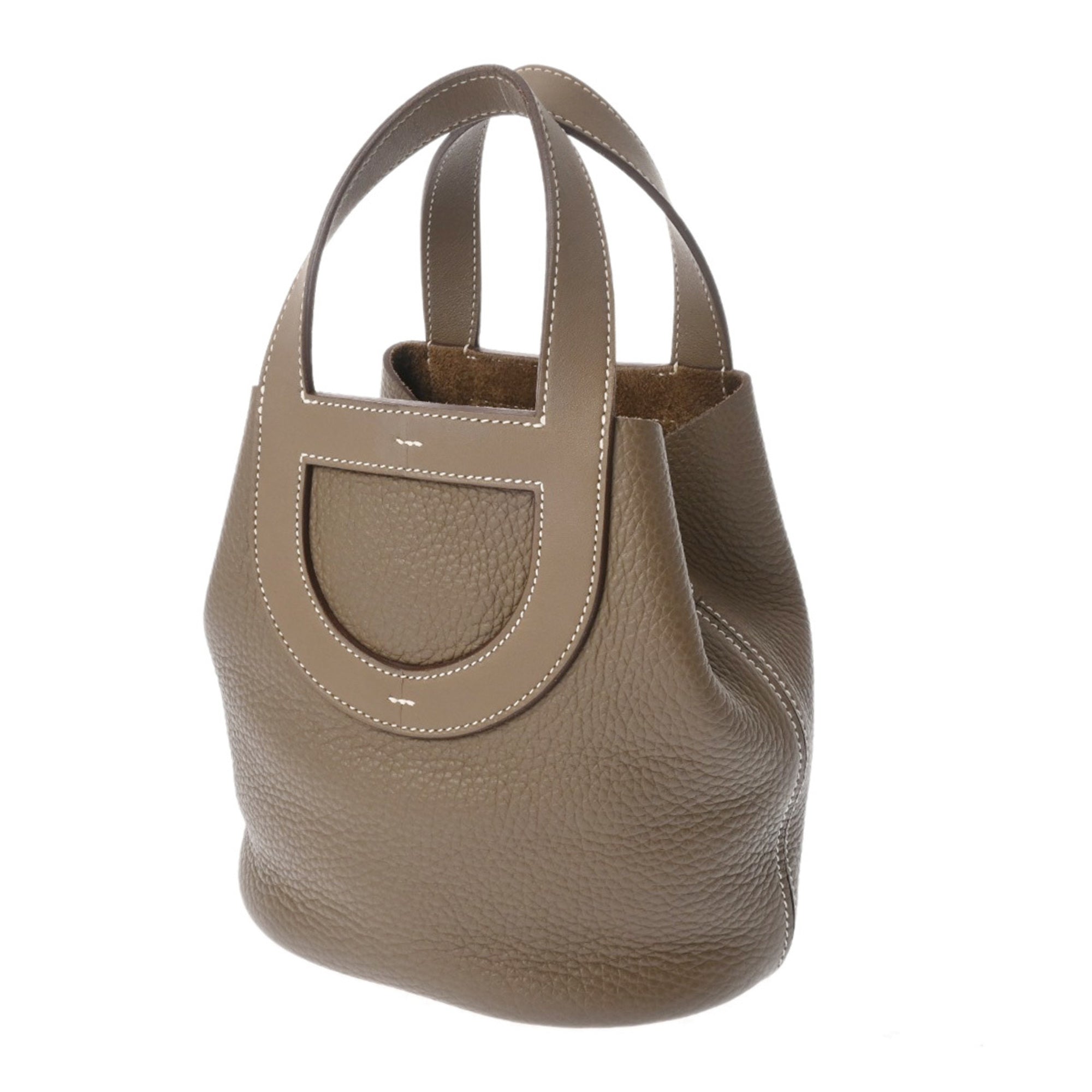 Hermes Etoupe Gray Taurillon Clemence Leather Swift Leather Handbag (Pre-Owned)