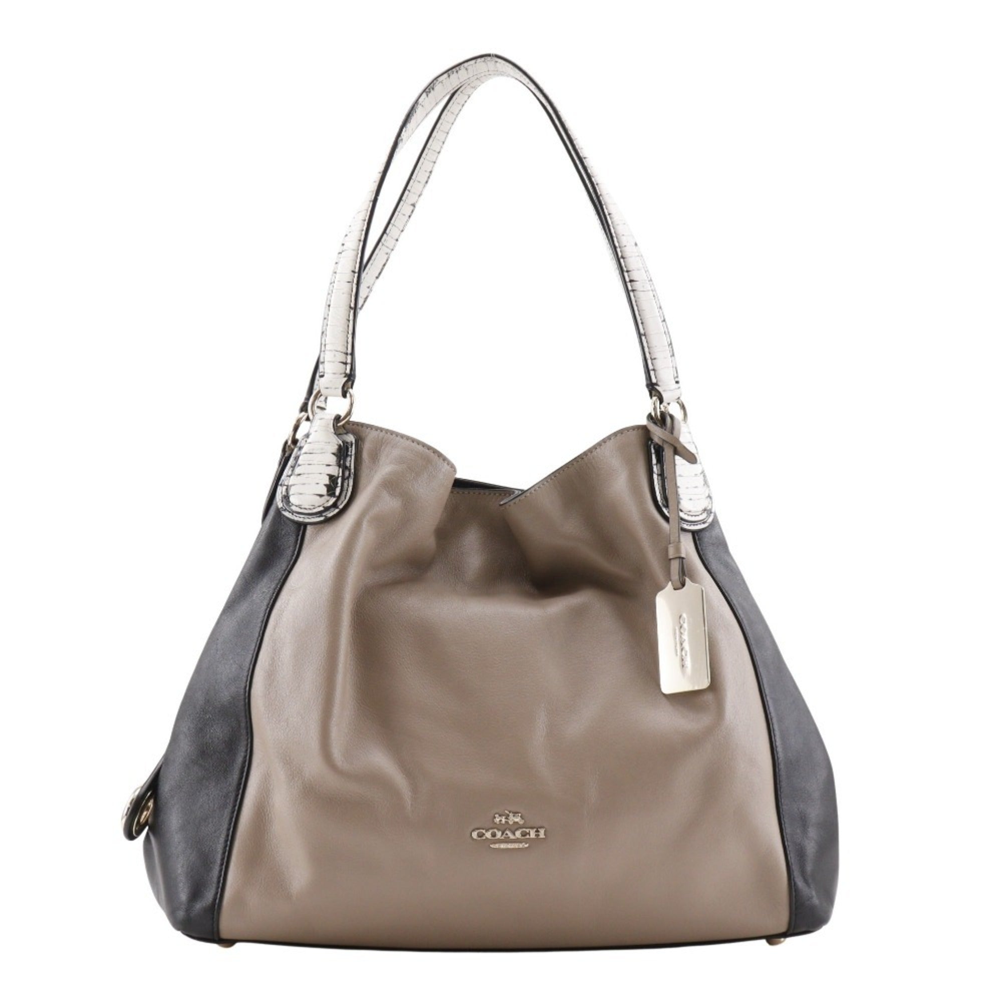Coach Beige Black Leather Tote Bag (Pre-Owned)