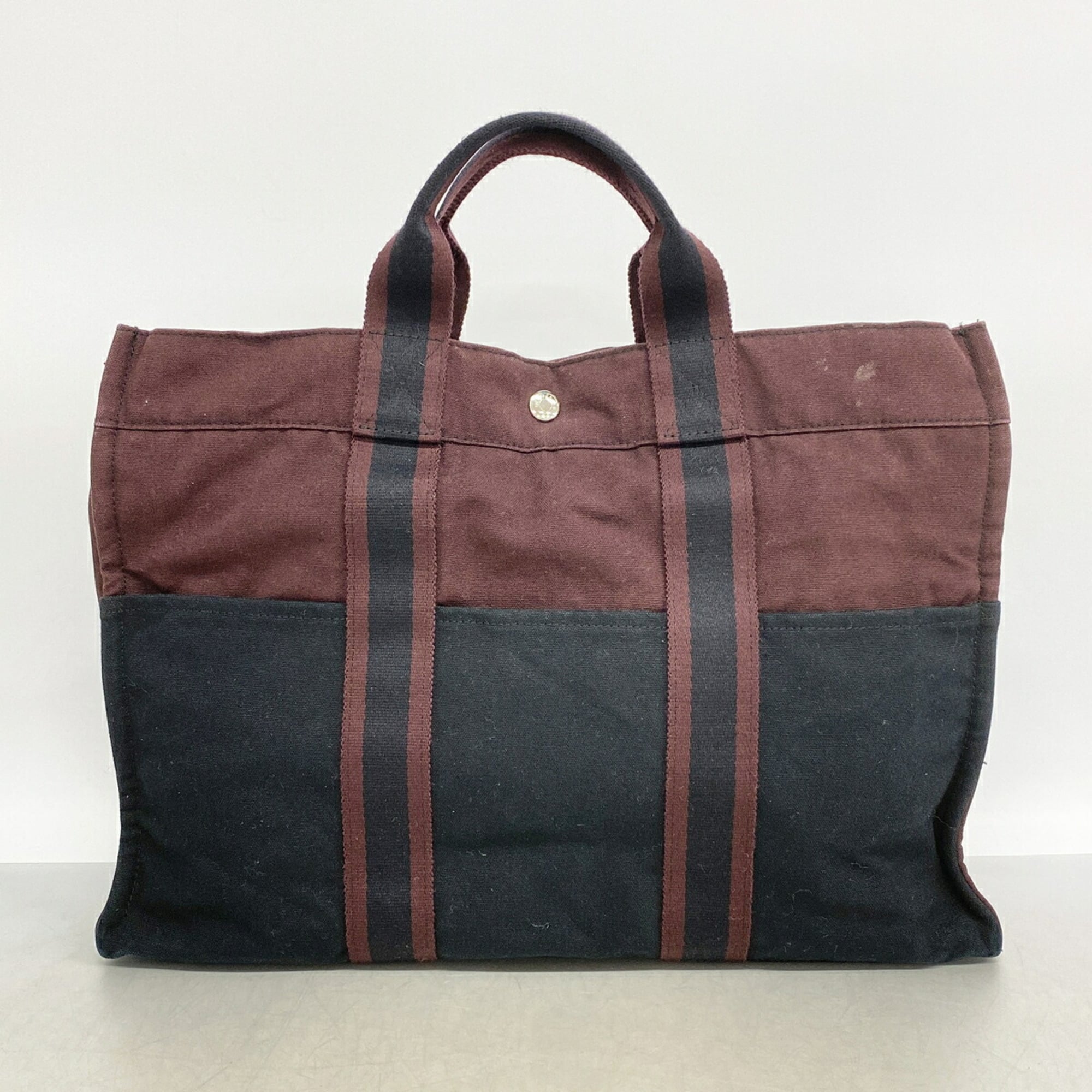 Hermes Black Bordeaux Canvas Tote Bag (Pre-Owned)
