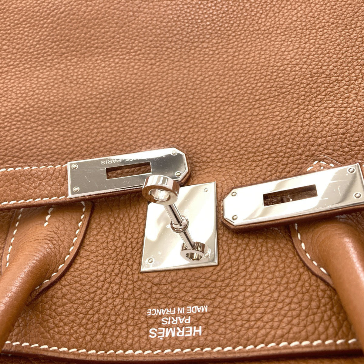 Hermes Gold Brown Taurillon Clemence Leather Handbag (Pre-Owned)