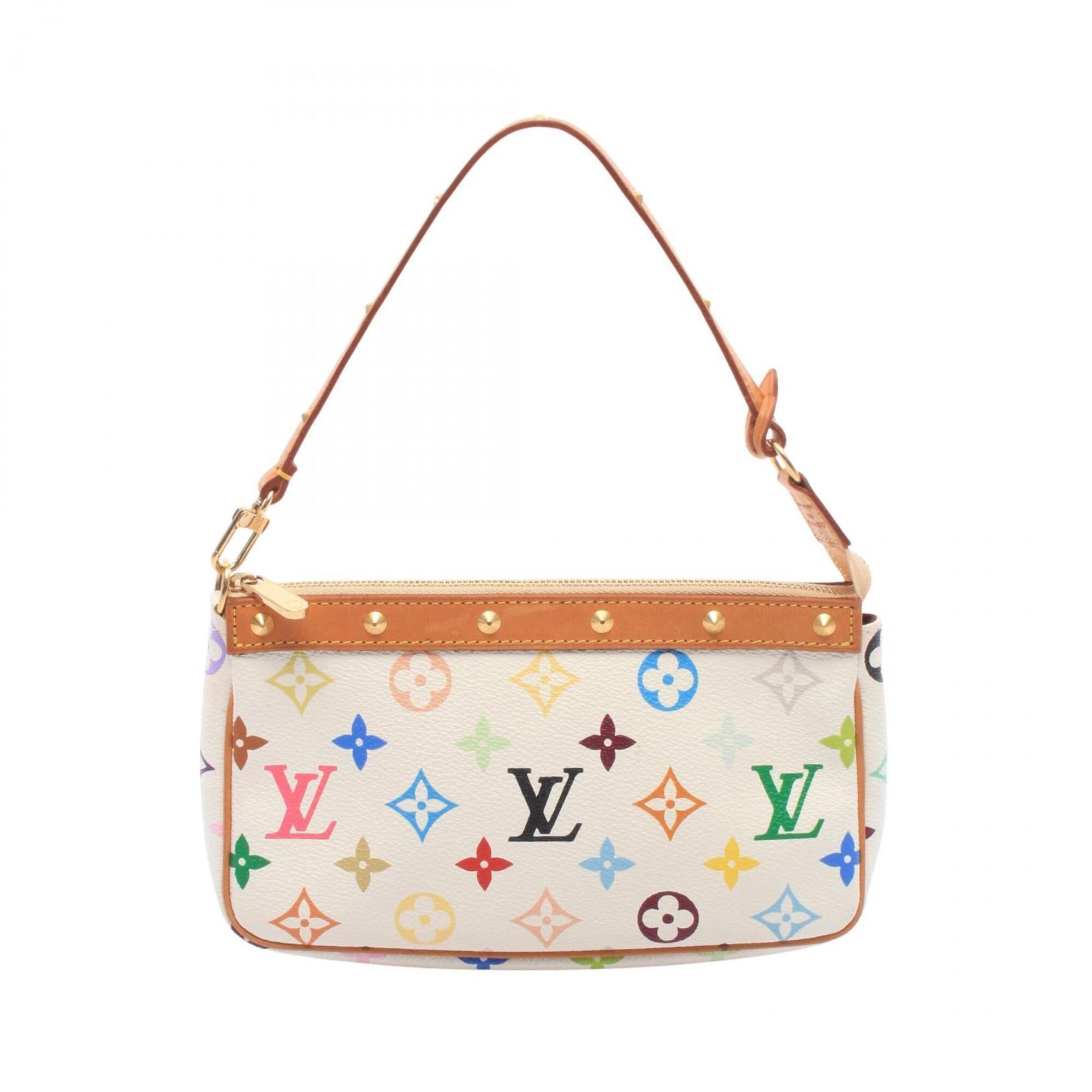 Louis Vuitton Blanc White Monogram Multicolore Pvc Coated Canvas Leather Handbag (Pre-Owned)