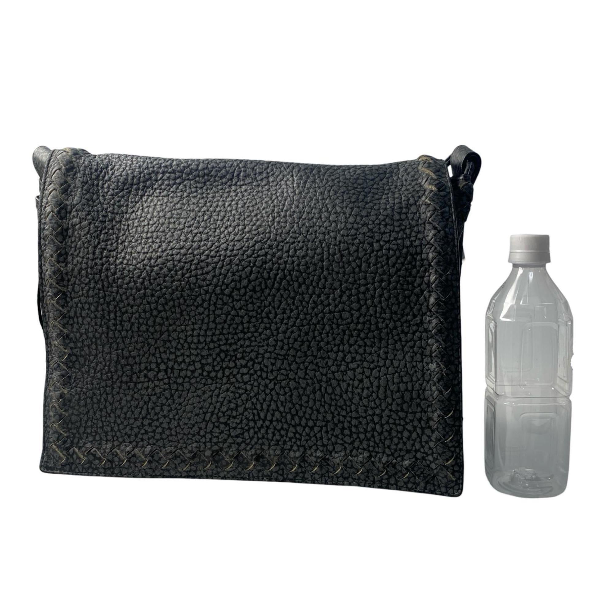 Bottega Veneta Gray Leather Messenger Bag Shoulder Bag (Pre-Owned)