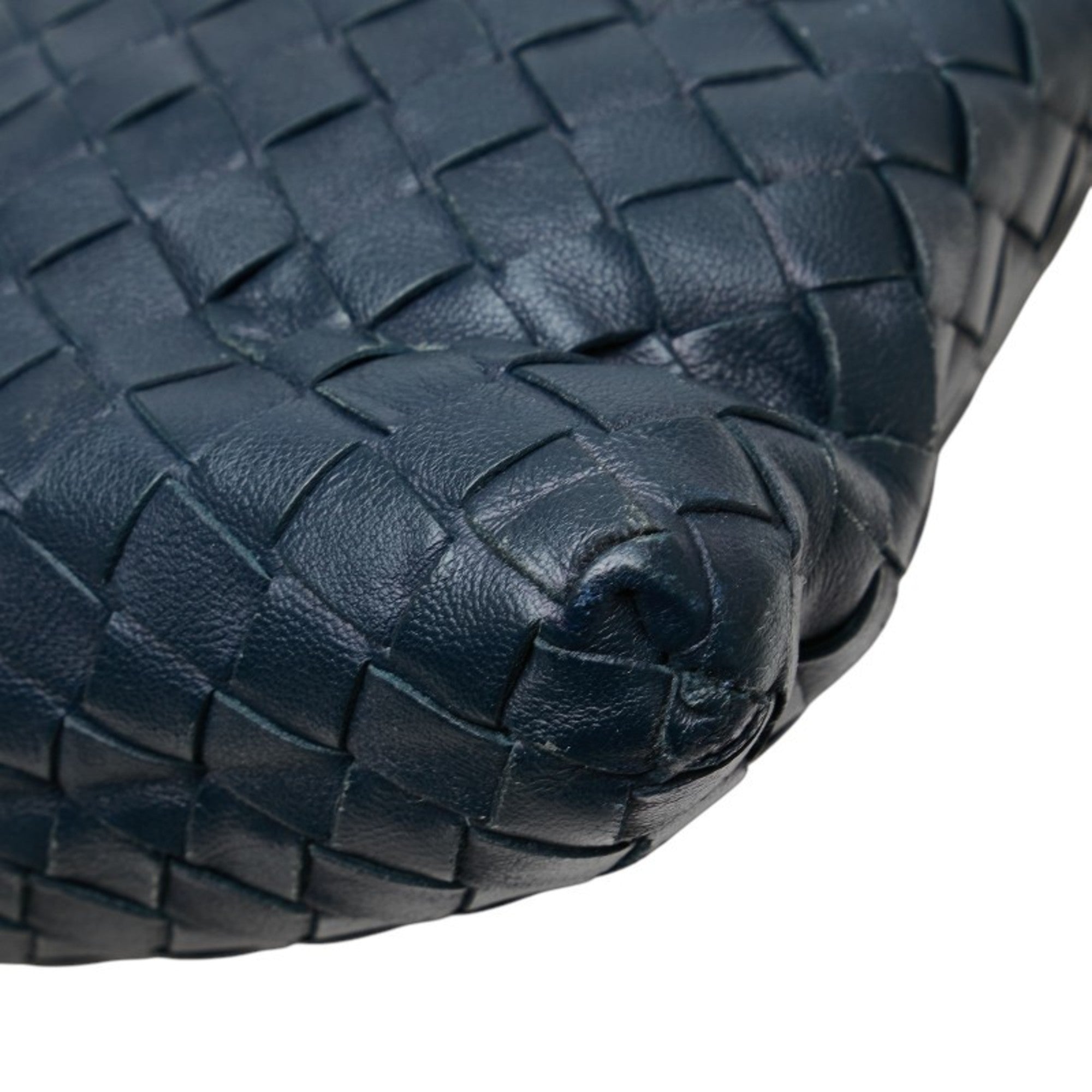 Bottega Veneta Navy Black Leather Shoulder Bag (Pre-Owned)