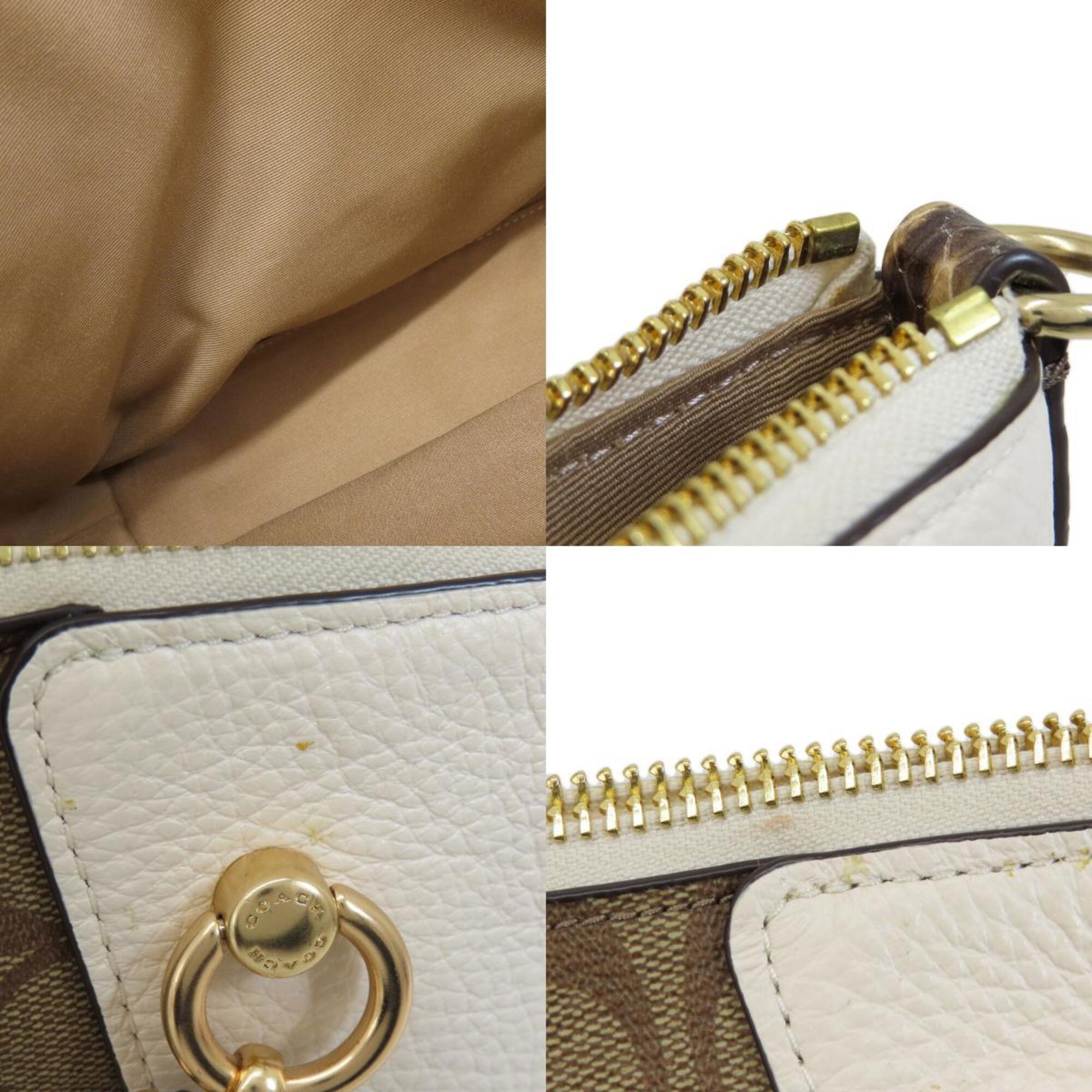 Coach Brown White Pvc Leather Handbag (Pre-Owned)