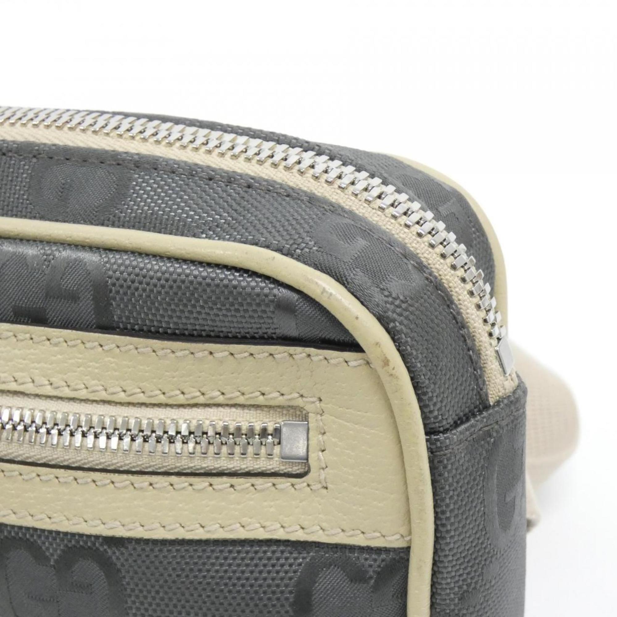Gucci Dark Gray Off-White Nylon Leather Fanny Pack (Pre-Owned)