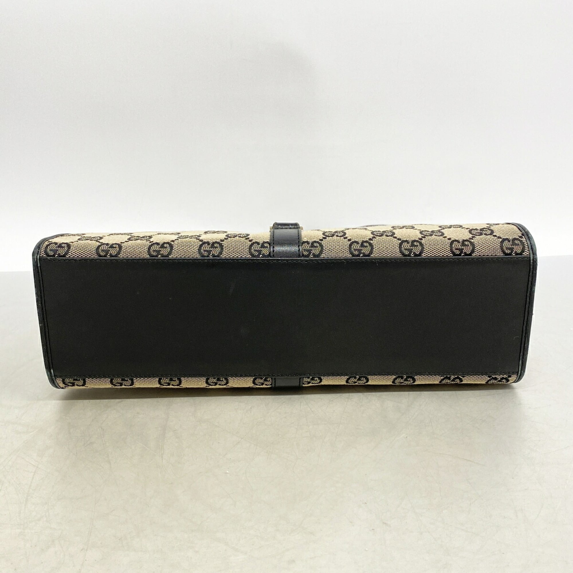 Gucci Black Brown Canvas Handbag (Pre-Owned)