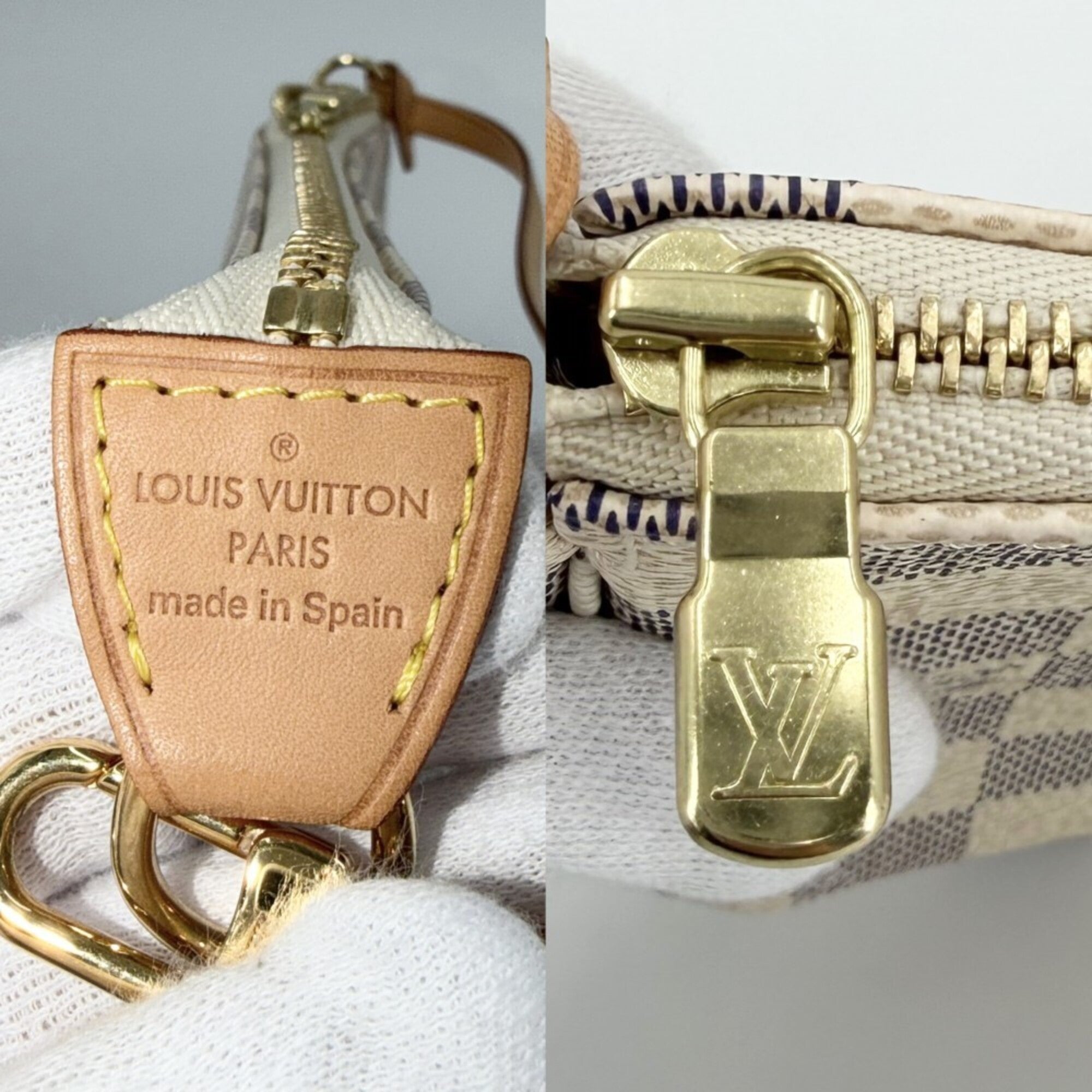 Louis Vuitton White Damier Azur Handbag Pochette Pouch (Pre-Owned)