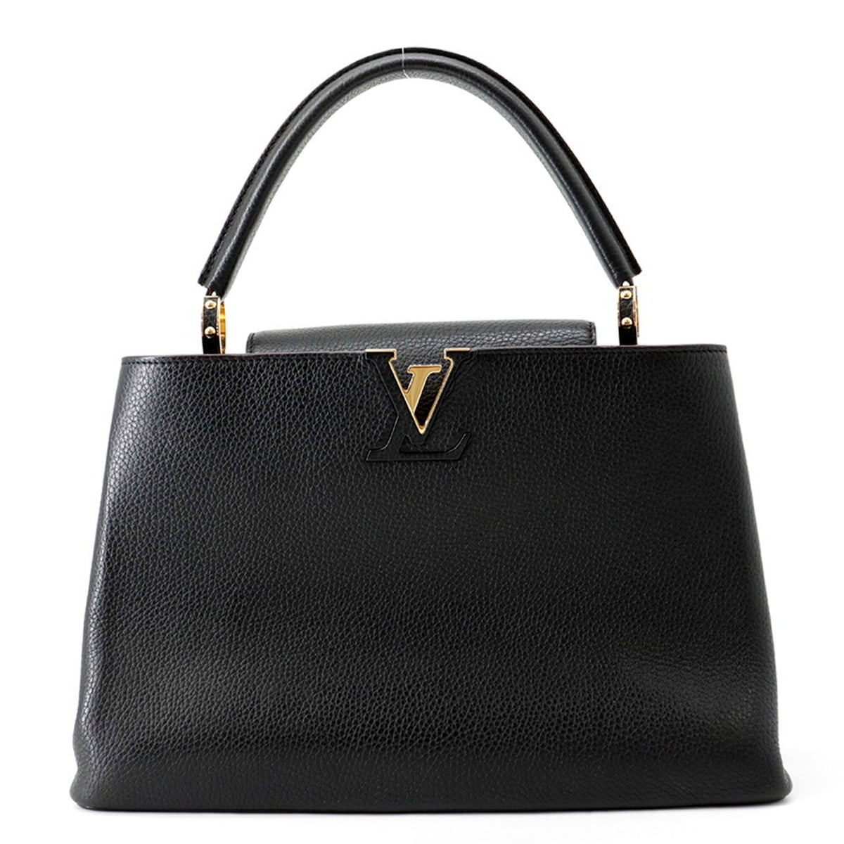 Louis Vuitton Noir Leather Handbag (Pre-Owned)