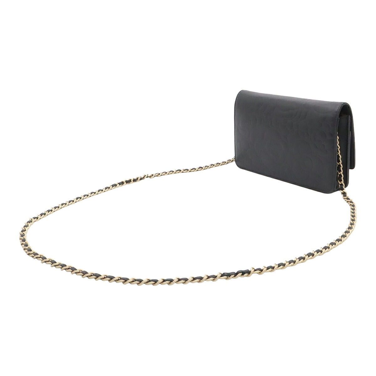 Chanel Camellia Black Leather Pochette Shoulder Bag (Pre-Owned)