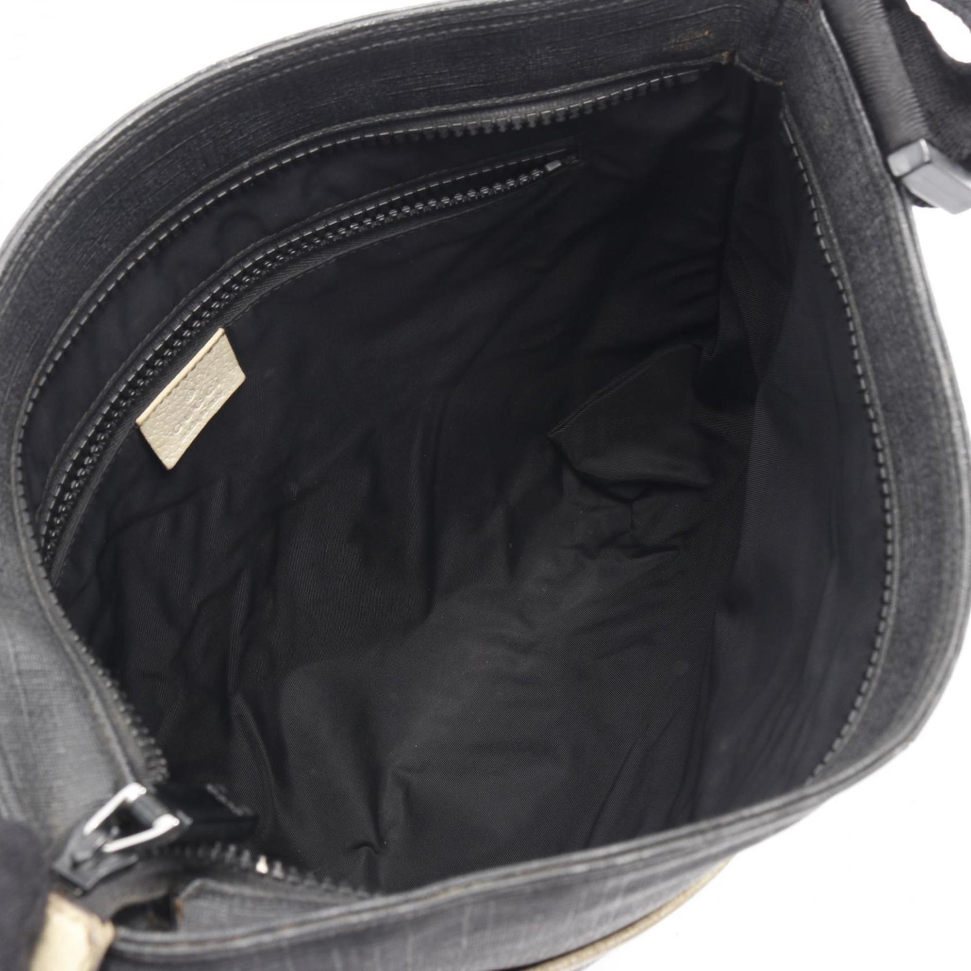 Gucci Gray White Gg Supreme Leather Shoulder Bag (Pre-Owned)